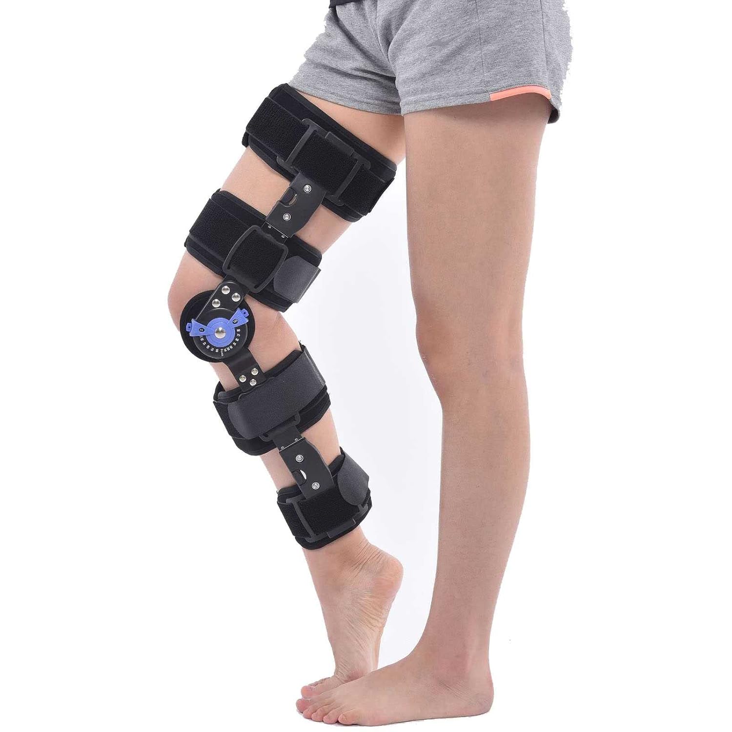 Hinged Knee Brace,Adjustable Knee Immobilizer Brace,Post Op Orthopedic Patella Knee Brace Acl MCL Pcl Injury Knee Immobilizer Brace Support Orthosis (B-One Size