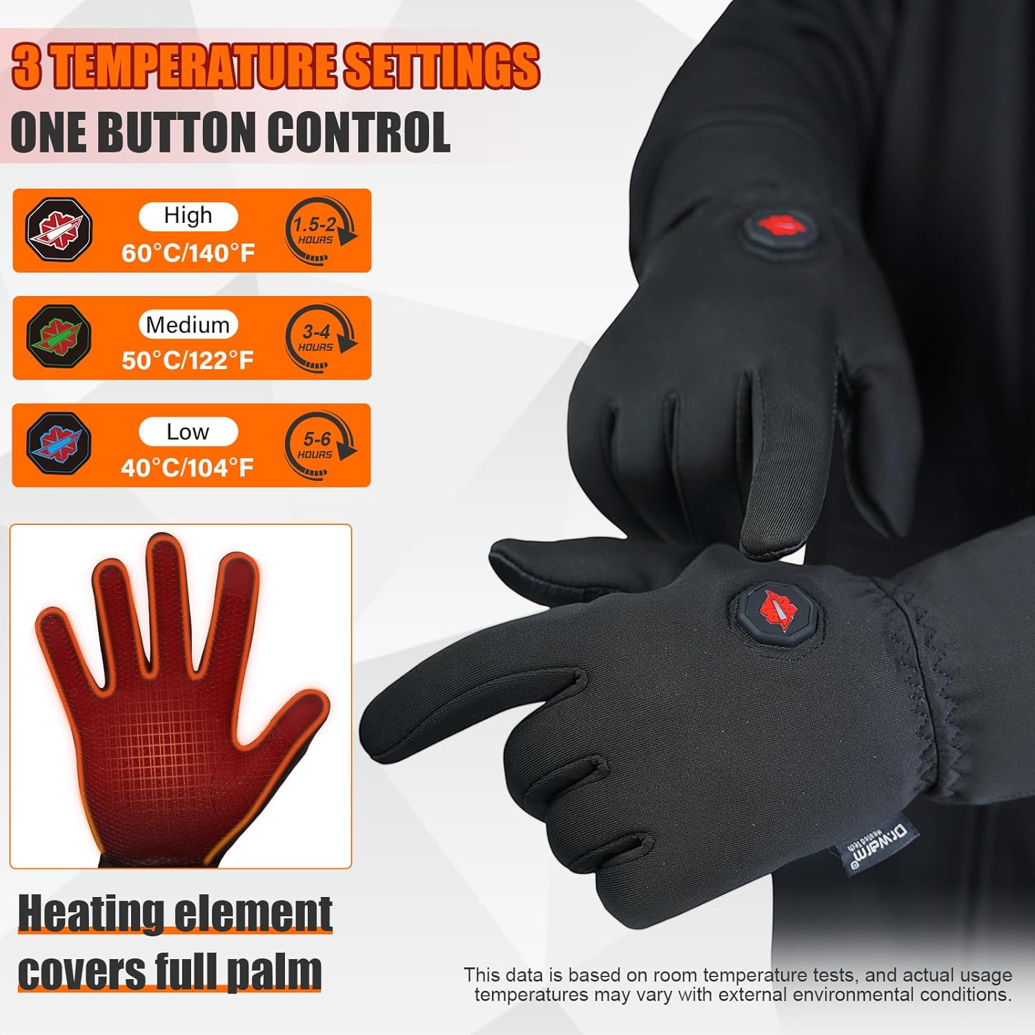 Dr.Warm Heated Gloves for Men Women, Electric Heated Gloves with Touchscreen Fingers, Rechargeable Battery Thermal Thin Hand Warmer for Running Driving Arthritis Hand