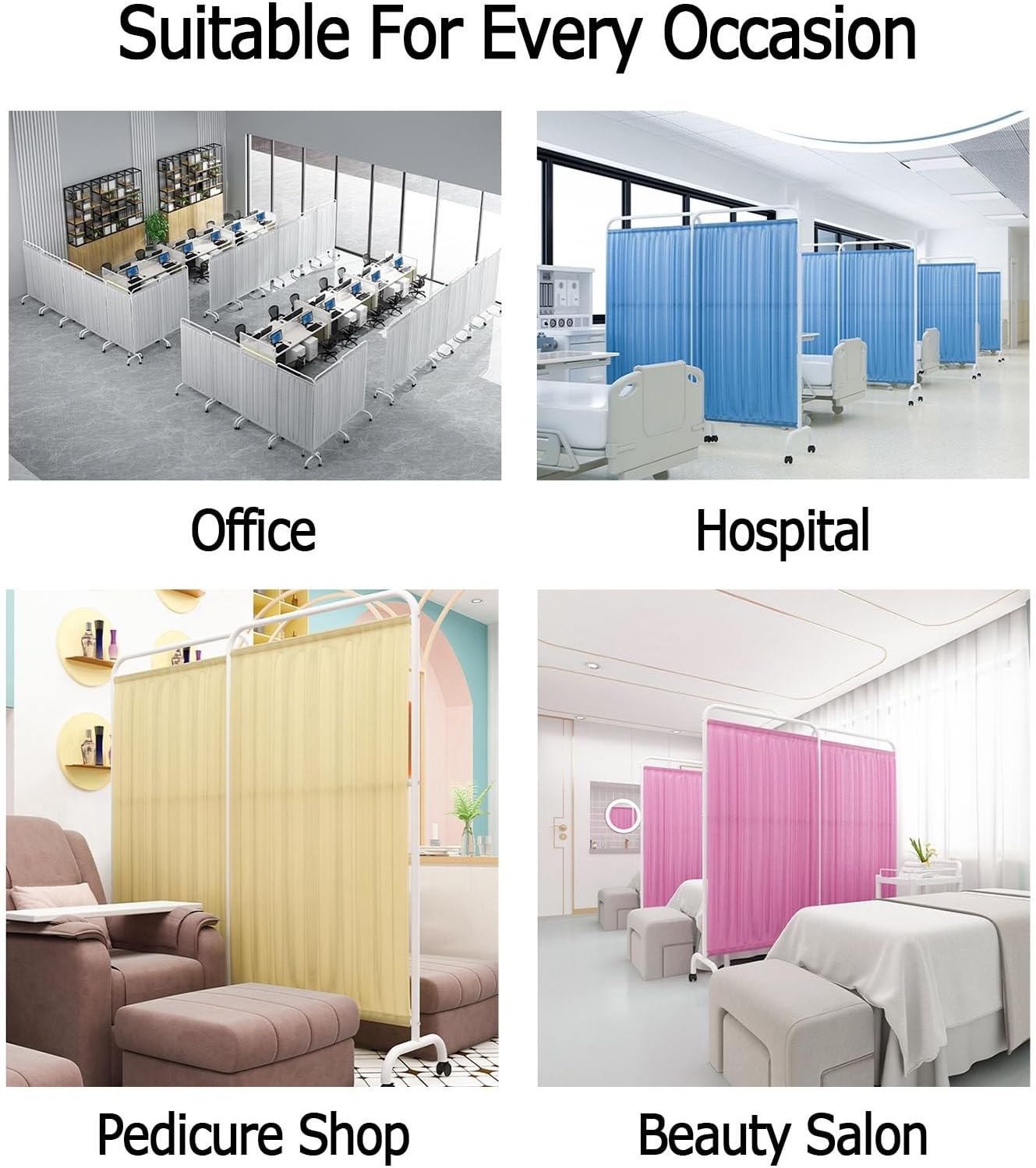 Folding Medical Privacy Screen, 6ft High 5-Panel Room Divider, Portable Foldable Privacy Fence for Hospitals, Kids Rooms, Classrooms - Yellow Color