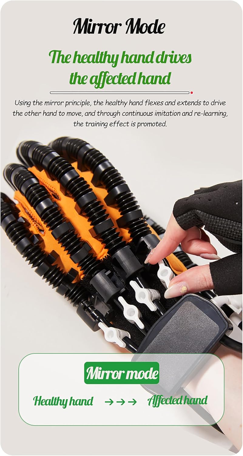Rehabilitation Robot Gloves Hemiplegia Hand Stroke Recovery Equipment with 3 Training Modes, Robot Hand Glove Finger Trainer with Strength Adjustment