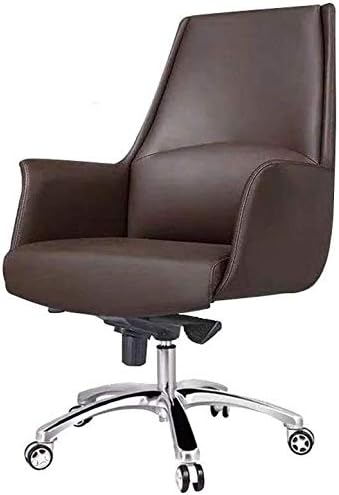 Executive Swivel Adjustable Swivel Office Desk Chair with Armrests Lumbar Support Desk Ergonomic Chair Chair Modern Minimalist Study Chair Leisure Office Chair Designer Chair Leather (Brown Low back)