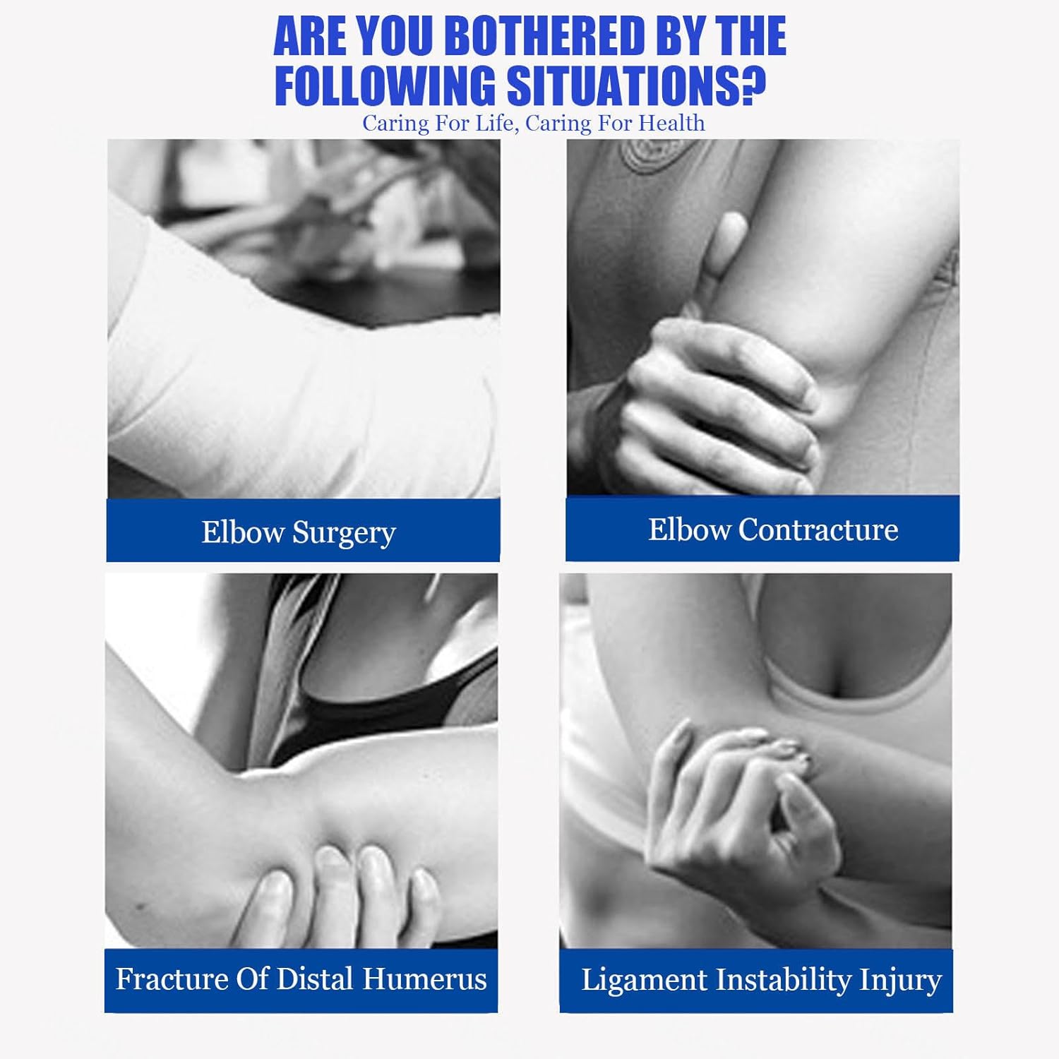 Hinged ROM Elbow Brace Stabilizer Splint with Strap Adjustable Post OP Elbow Brace Arm Injury Recovery Support After Surgery Fits All Unisex,Left (Right