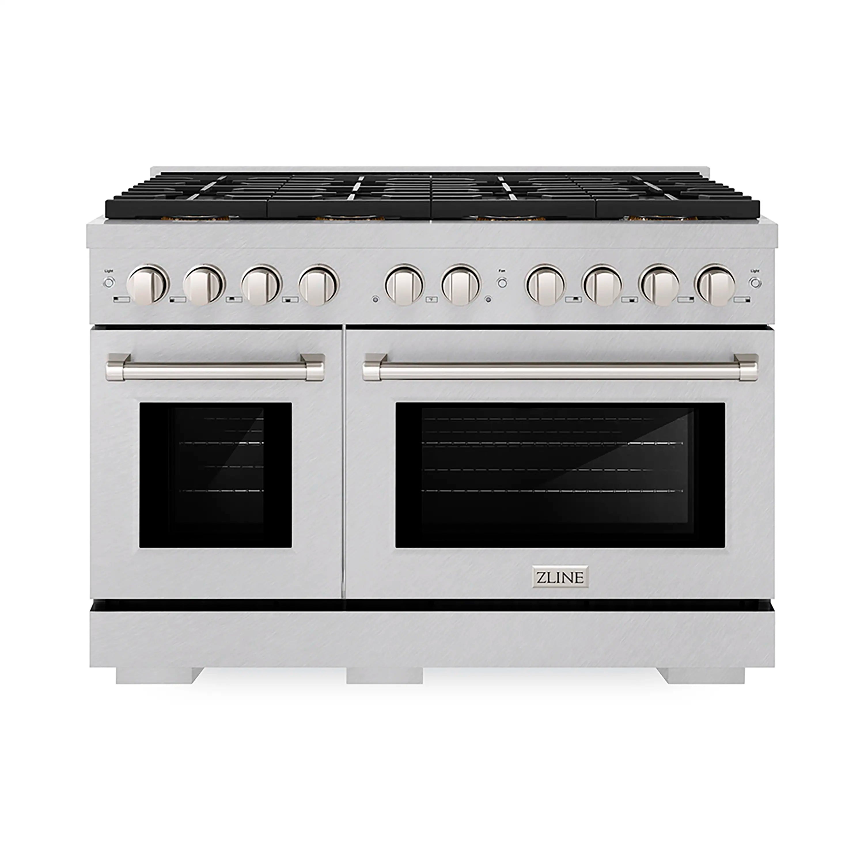 ZLINE 48-Inch 6.7 cu. ft. Paramount Dual Fuel Range with 8 Burner DuoPro鈩?Cooktop and Dual Ovens in Satin Stainless Steel (PSDRS-48)