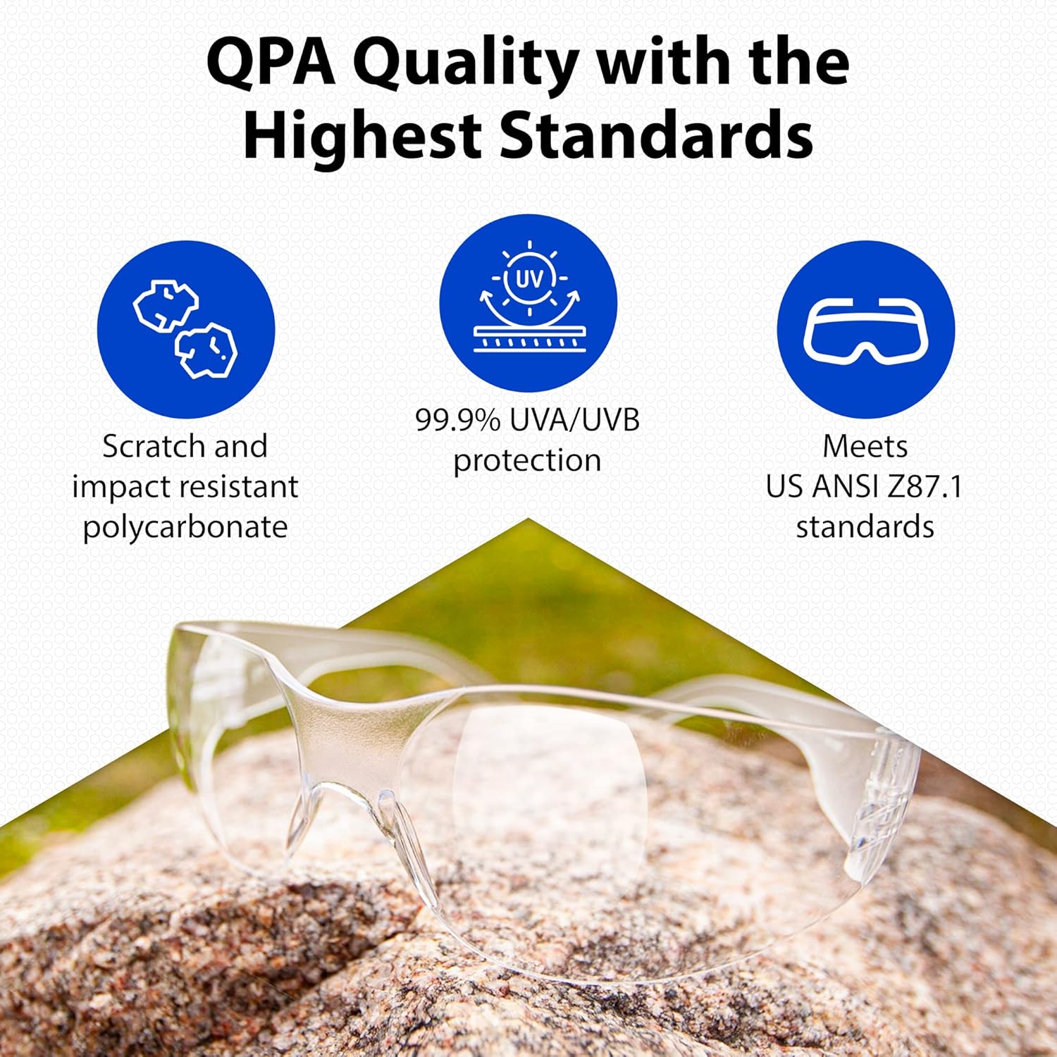 Quest Safety Products - Anti Fog Safety Glasses - Protective Eyewear - Polycarbonate High Impact Resistant Lens | Pack of 5