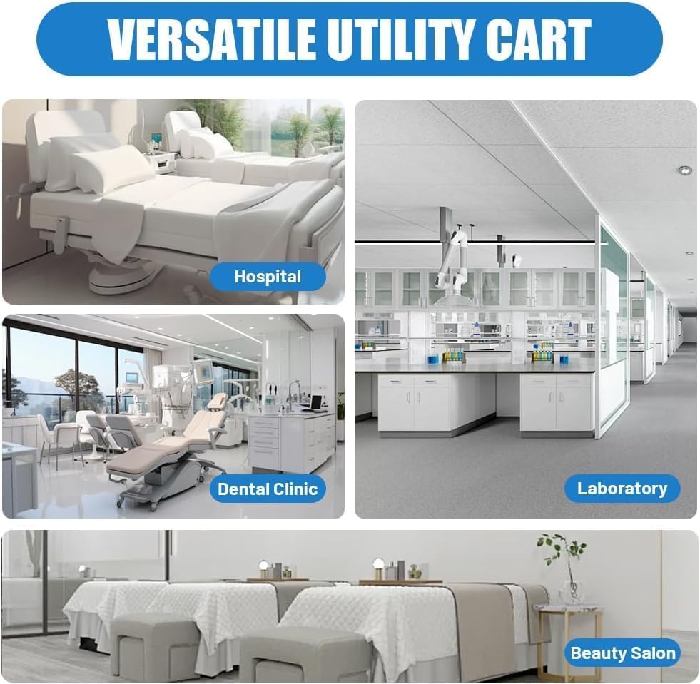 Yeeoy Medical Bedside Cart with Wheels, Dental Assistant's Mobile Cabinet with 5 Drawers & Lock, Rolling Alabama Cart, Portable Utility Storage Cabinet for Hospital Clinic Lab Beauty Salon
