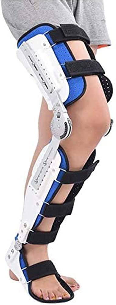 HUANGJUN Hinged Knee Foot Support Brace,Adjustable Post Op Orthosis Immobilizer Protector, Full Leg Stabilizer Knee Orthosis Splint