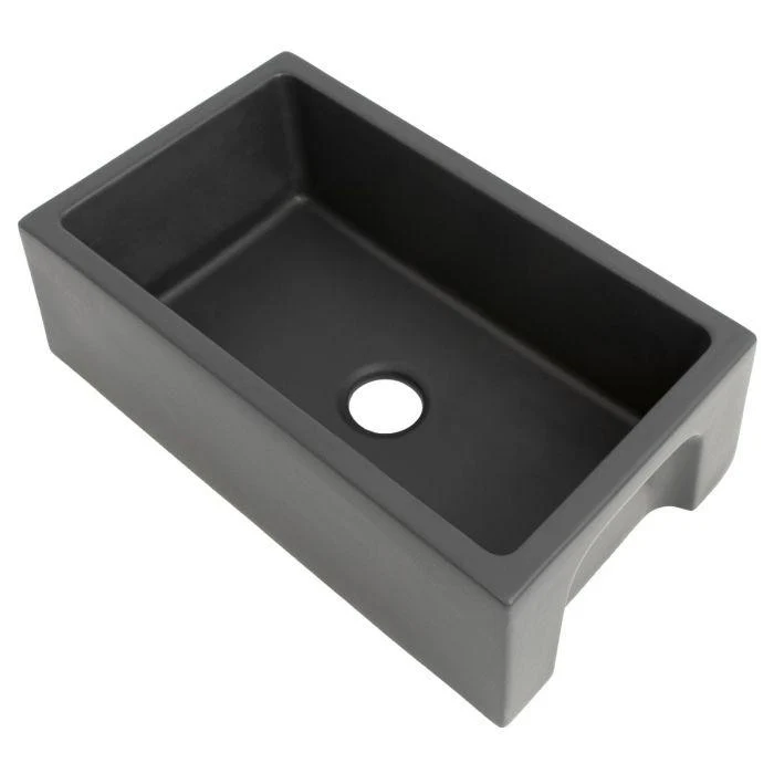 ZLINE 30-Inch Venice Farmhouse Apron Front Reversible Single Bowl Fireclay Kitchen Sink with Bottom Grid in Charcoal (FRC5119-CL-30)