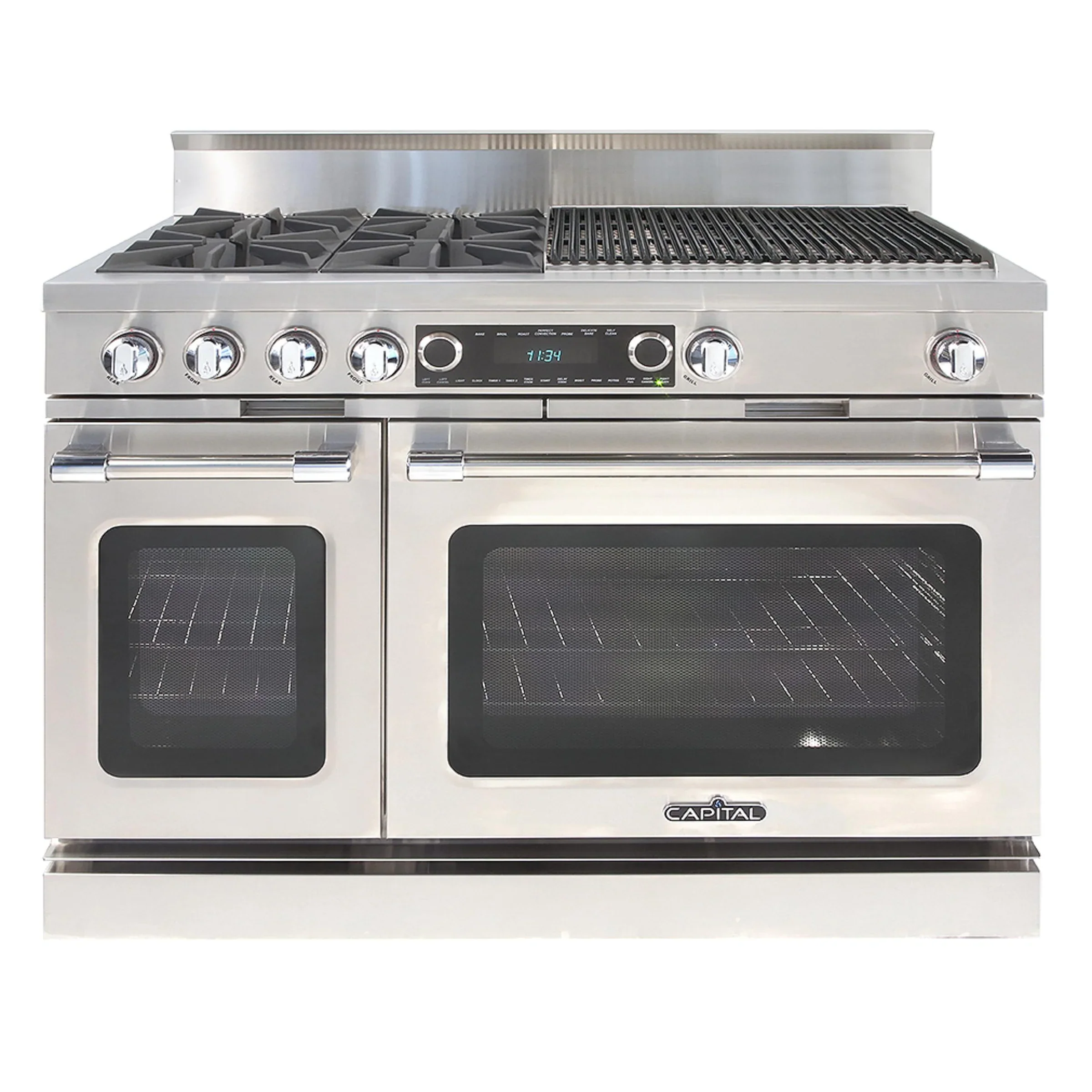 Capital 48-Inch Grand Chef Dual Fuel Range in Stainless Steel with 4 Open Burners, & 24-Inch Grill (COB484BB)