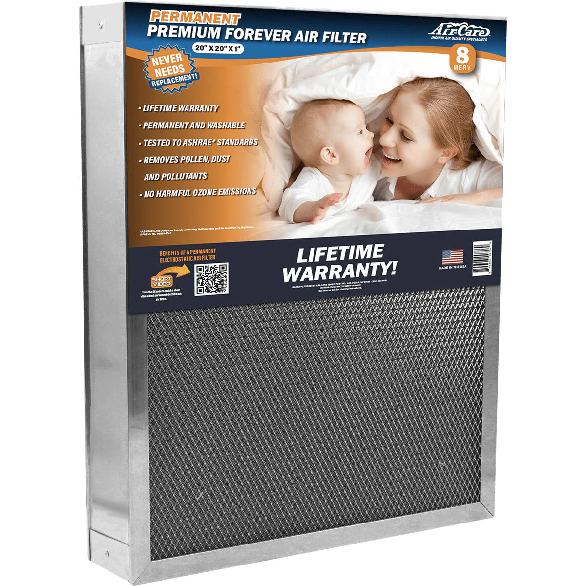 Air-Care 5-In. Deep Permanent Electrostatic Washable MERV 8 Air Filter