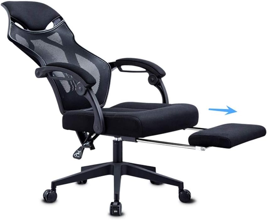Gaming Chair, Office Chair Black Swivel Mesh Computer Ergonomic Chair High Back with Foldable Armrest Head Support Height Adjustable,E