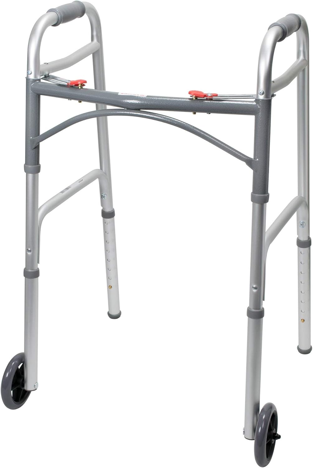 McKesson Folding Walkers with Wheels, Aluminum, 32 in to 39 in, 350 lbs Weight Capacity, 4 Count