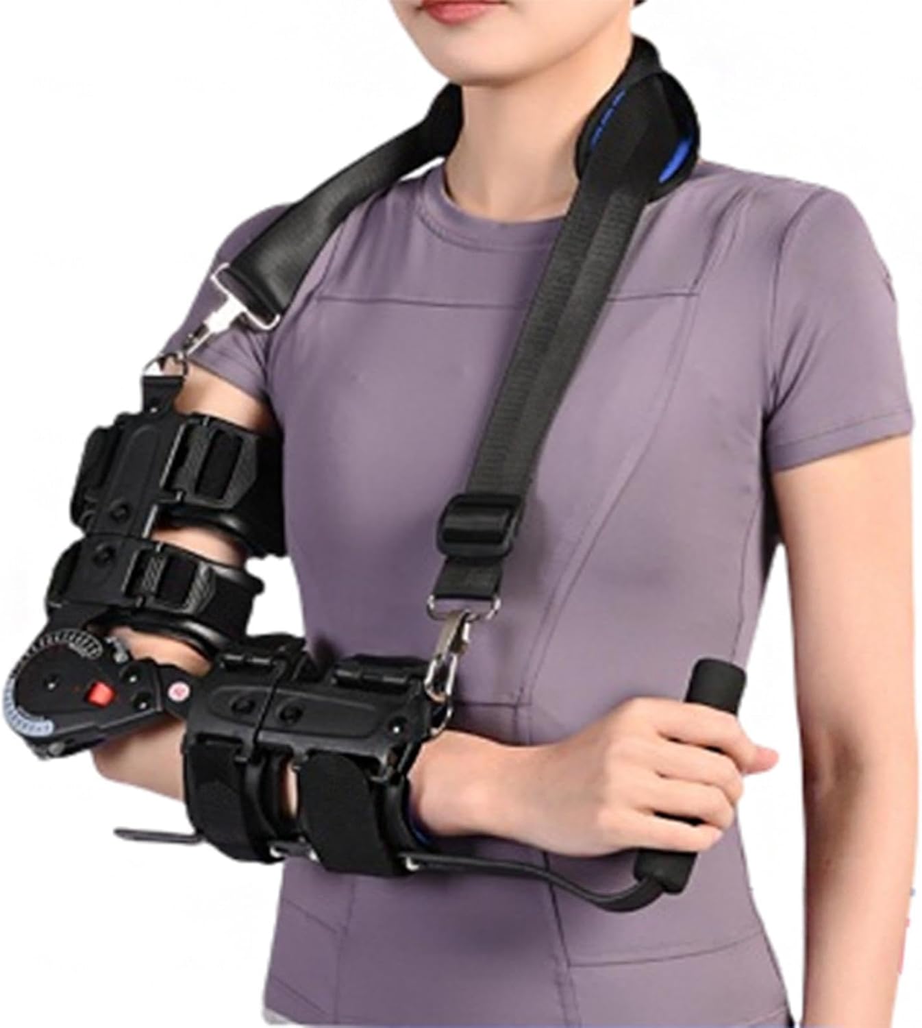 ROM Post Op Hinged Elbow Brace with Strap Sling,Adjustable Elbow Stabilizer Splint Arm Injury Recovery Support After Surgery,Men and Women Sports Surgery Injury Recovery Pain Relief,Left