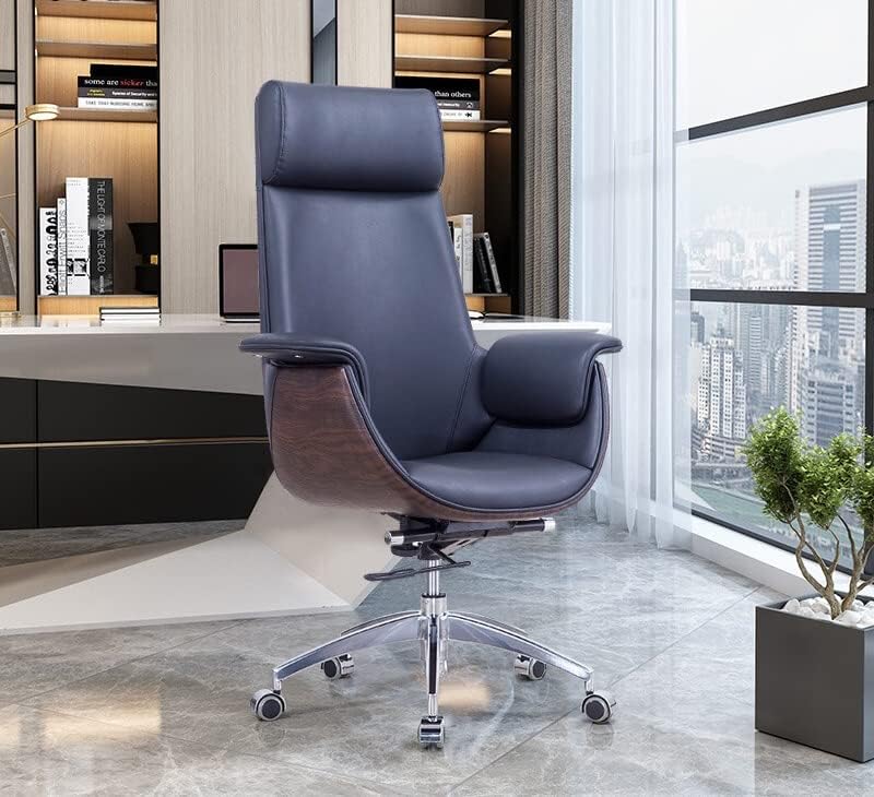 Posture Ergonomic Pu Leather,Managerial Computer Desk Chair Flip Up Armrest Big Tall with Adjustable Lumbar Support High Back Executive Task Swivel Leather Chair Comforta,Black