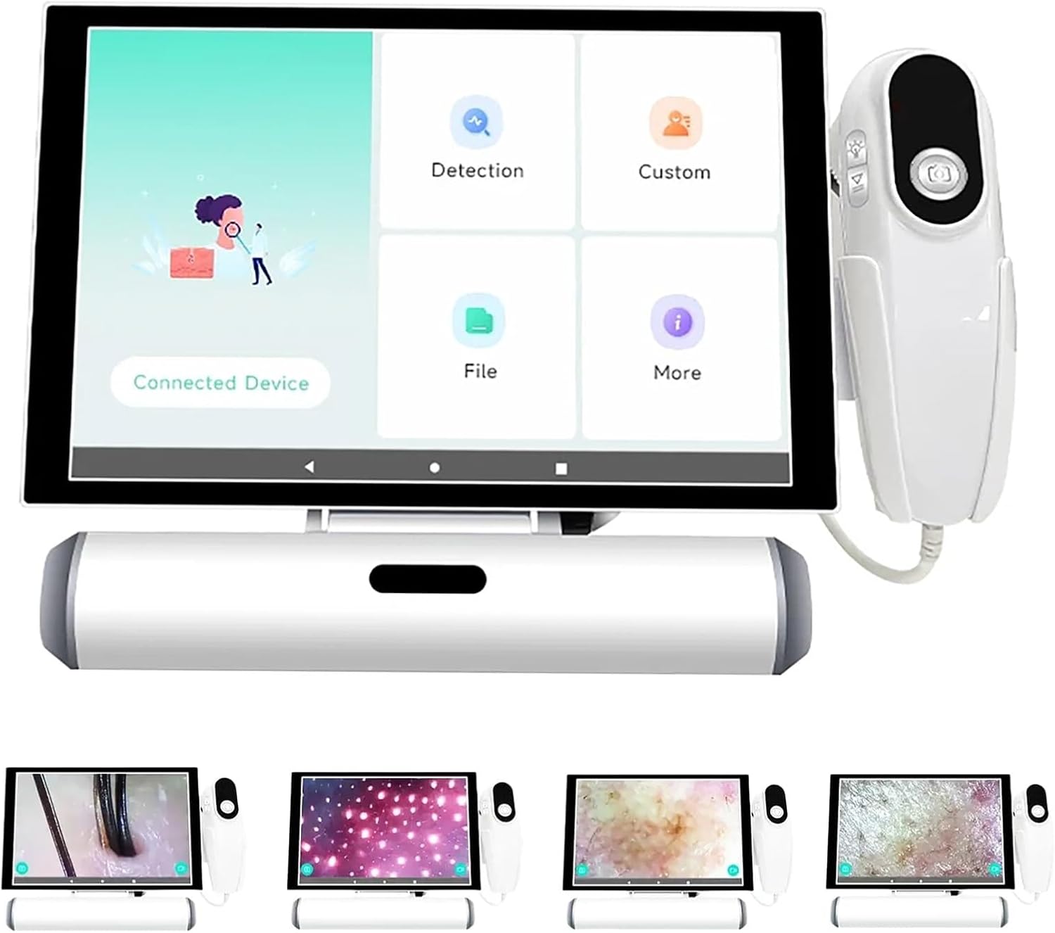 Skin Detector, with 50X 200X Two Probe and App Data Recording, for Home, Salon, Beauty Salon