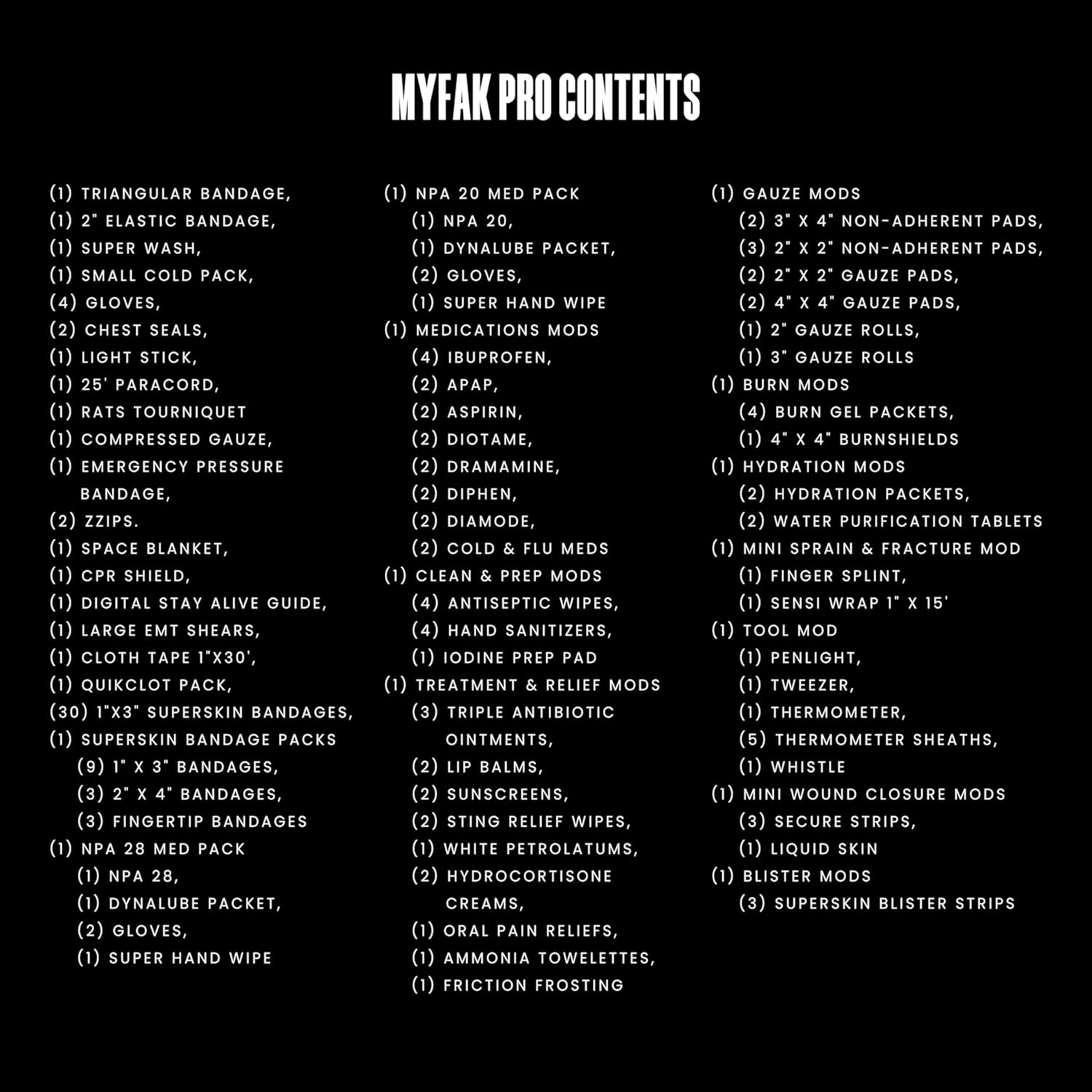 MY MEDIC MyFAK PRO Ifak First Aid Kit - 140 Life Saving Trauma and Medical Items - HSA FSA Survival Kit for Camping or Your Car - Black