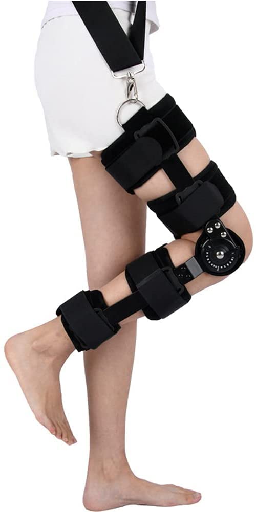 HUANGJUN HingedKnee Brace, Adjustable Post Op Patella Brace Support Stabilizer Pad Orthosis Splint Wrap Orthopedic Guard Protector - Leg Brace Support, Right