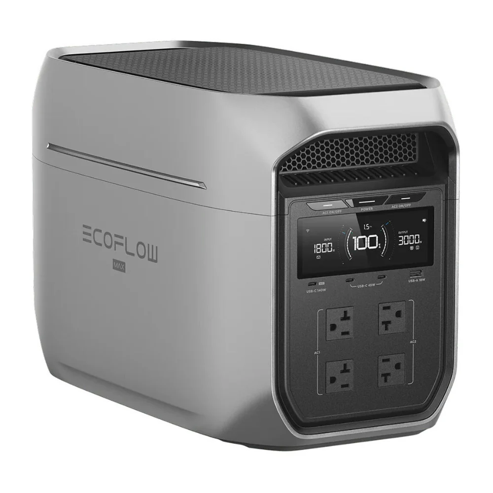 EcoFlow DELTA 3 Max Portable Power Station with 2048Wh Battery Capacity (Gray)