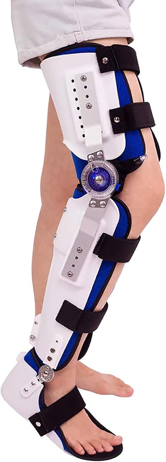 Hinged Knee Brace, Knee Orthosis Support Joint Stabilizer, Hinged Knee Brace Fracture Fixed Guard Splint Leg Protector, Fully Adjustable Calf Ankle Foot Fixed Bracket - Universal Size (Right)