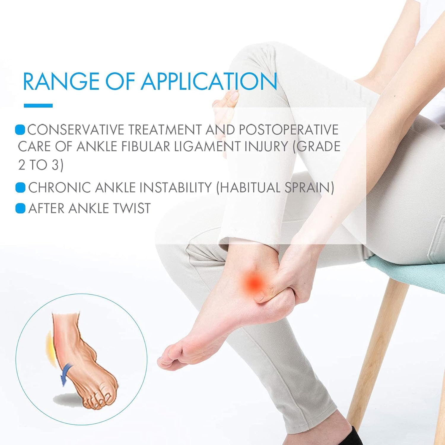 Ankle Brace Stirrup Ankle Splint for Sprains Strains Post-op Cast Support and Injury Protection Reduce Ankle Swelling and Inflammation Relief Sprains Strain and Arthritis Pain,Right,Middle