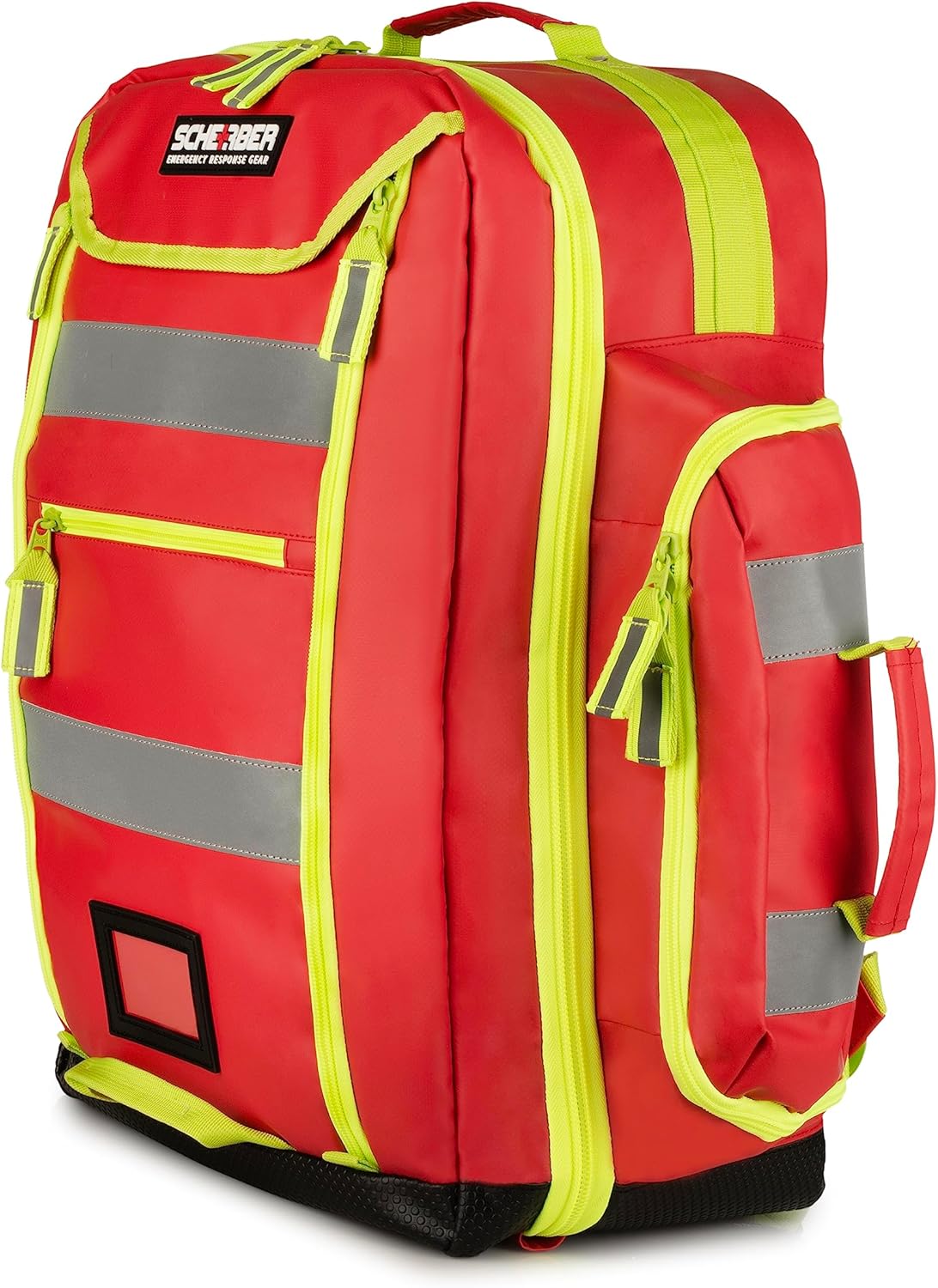 Scherber Fully-Stocked Premium First Responder Backpack | EMT/EMS Medic Trauma & Oxygen Medical Professional Kit | Bag w/ 4 Color-Coded Removable Pouches, O2 Storage, & 250+ First Aid Supplies - Red