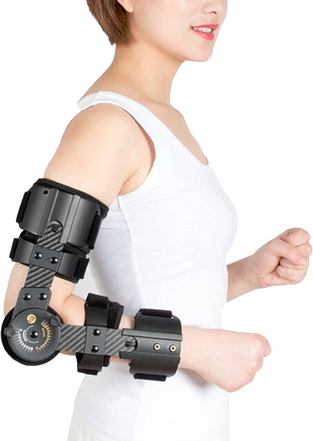 ROM Hinged Elbow Brace Adjustable Post Op Elbow Brace for Ligament and Tendon Repairs and Dislocations Stabilizer ​Splint Arm Injury Recovery Support Hinged Support Sling,Right