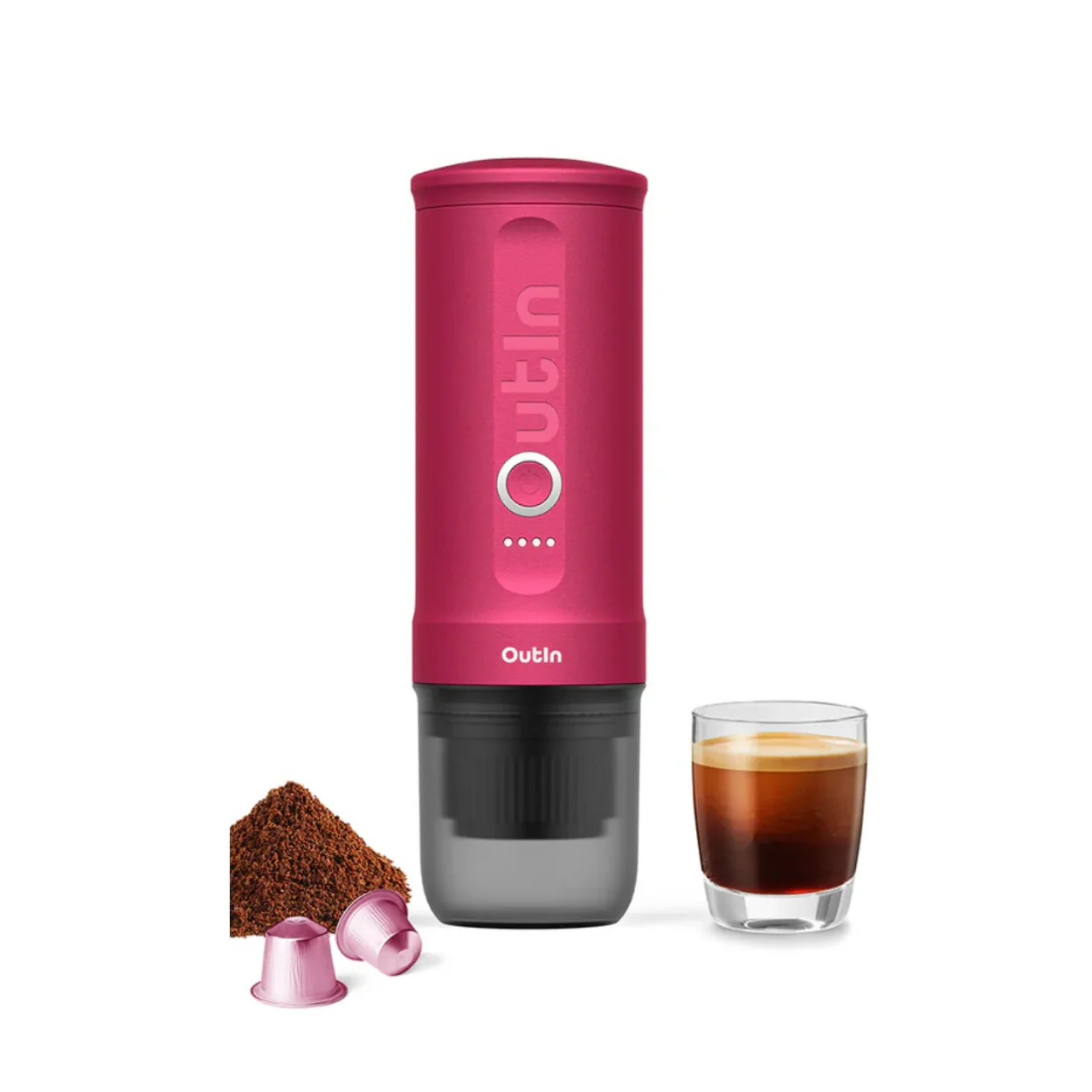 OutIn Nano Portable 2-in-1 Electric Espresso Machine (Fuchsia Pink)