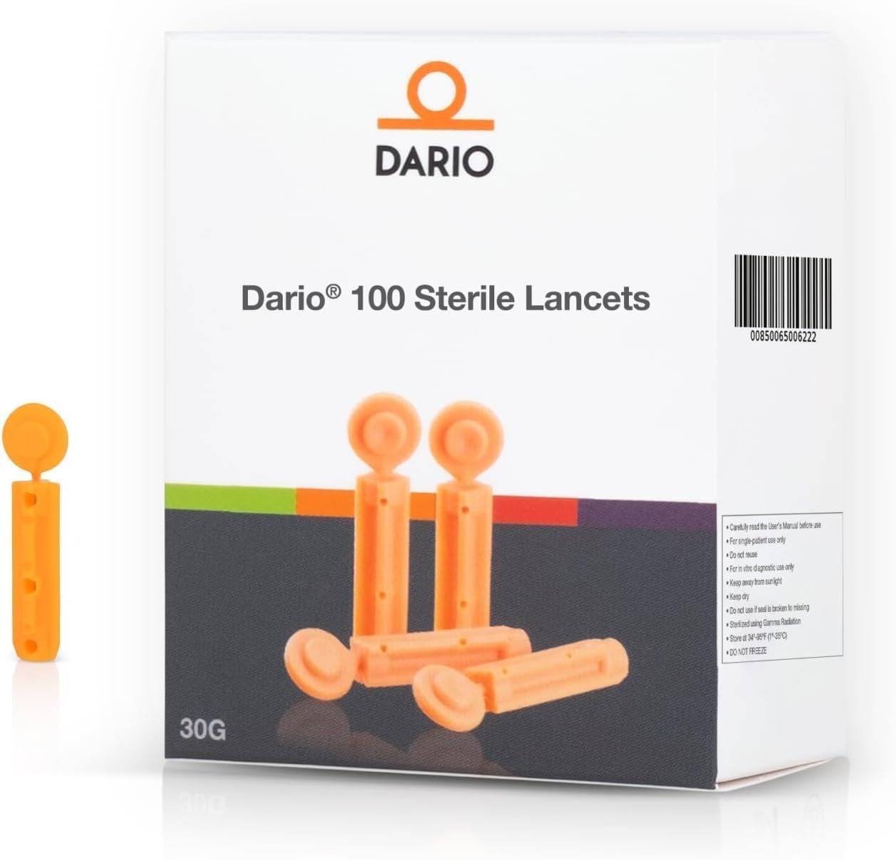 Dario Bundle: 100 Test Strips, 100 Lancets & Blood Glucose Travel Case (Black)