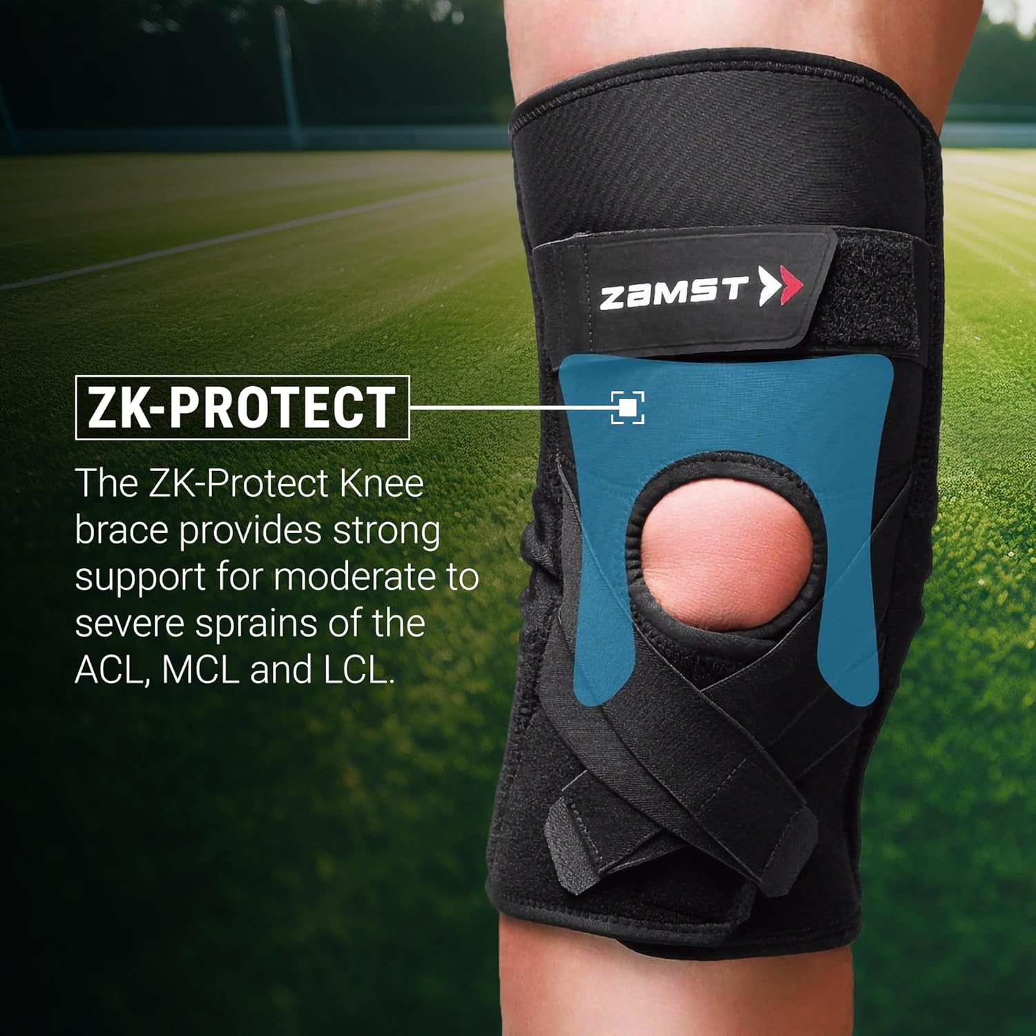 Zamst ZK-Protect Sports Knee Brace With Flexible Resin Stays Protecting the Knee Ligaments For Sprains of the ACL, MCL, LCL-for Basketball, Volleyball, Football, Soccer,Skiing (Medium)