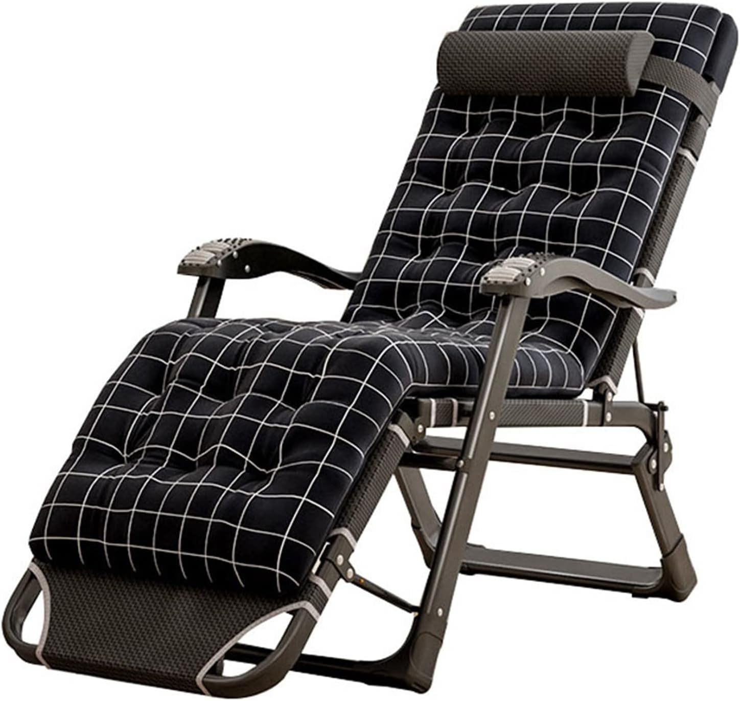 Garden Patio Outdoor Sun Recliners Loungers Folding Foldable Multi Position Relaxers Chairs with Cushions and Pillow, Massage Armrest,Supports 660LB (#1-Recliner + Cushion