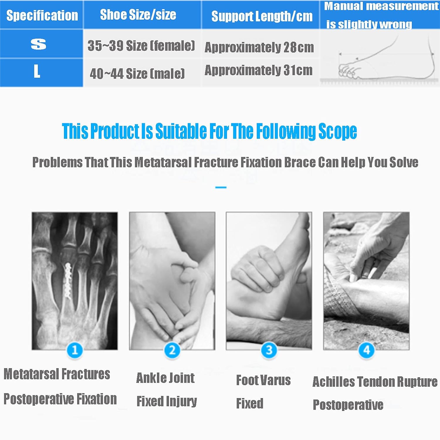 HUANGJUN Foot Droop Orthosis Ankle Foot Orthosis Support Postural Correction Brace Orthosis Splint Rehabilitation Support for Metatarsal Fractures After Surgery,right,L