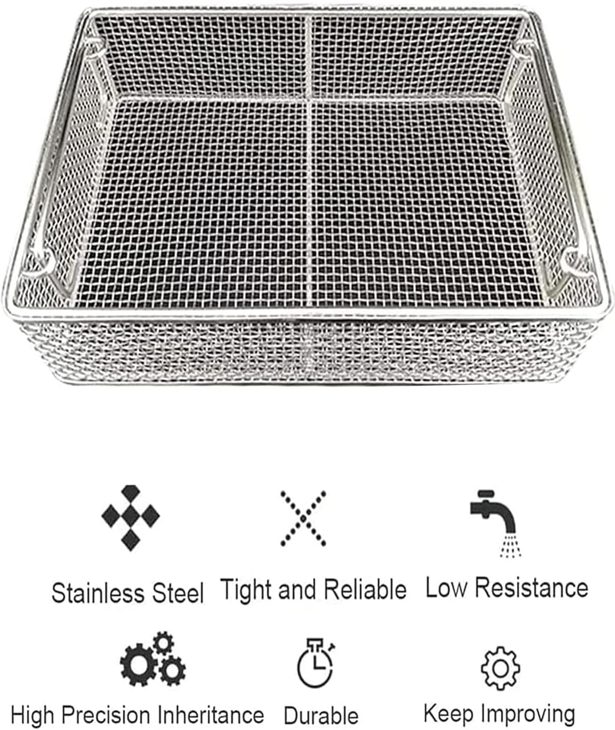Surgical Instrument Cleaning Basket,304 Stainless Steel Medical Sterilization Tray, Medical Tray,for Hospitals,Dental Clinics, Medical Use(19.69x9.84x3.94in)