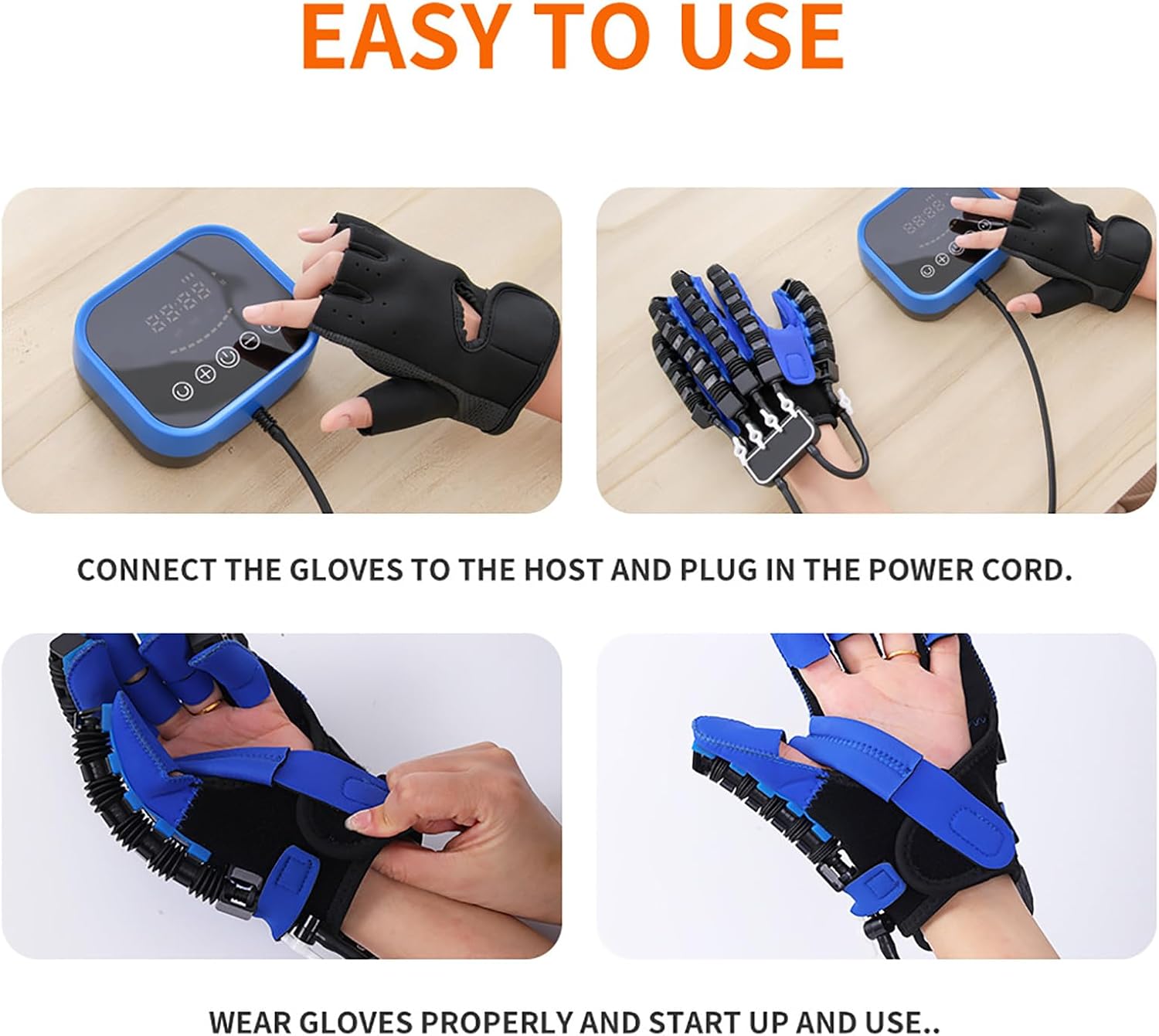 Finger Rehabilitation Robot Gloves, Stroke Hand Recovery Device for Hand Function Exercise, with LCD Display, Independent Finger Training, Easy to Put on and Remove