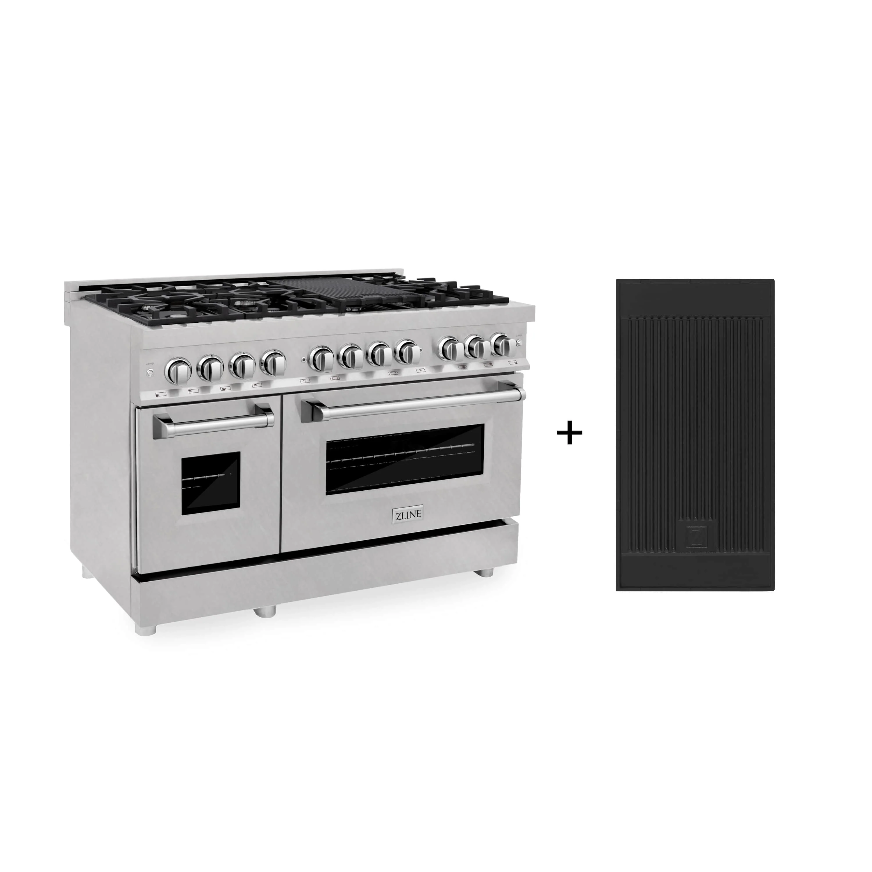 ZLINE 48-inch Legacy Series Dual Fuel Range Gas Cooktop, Griddle and 6.0 Cu. Ft. Electric Oven in Fingerprint Resistant Stainless (RAS-SN-GR-48)