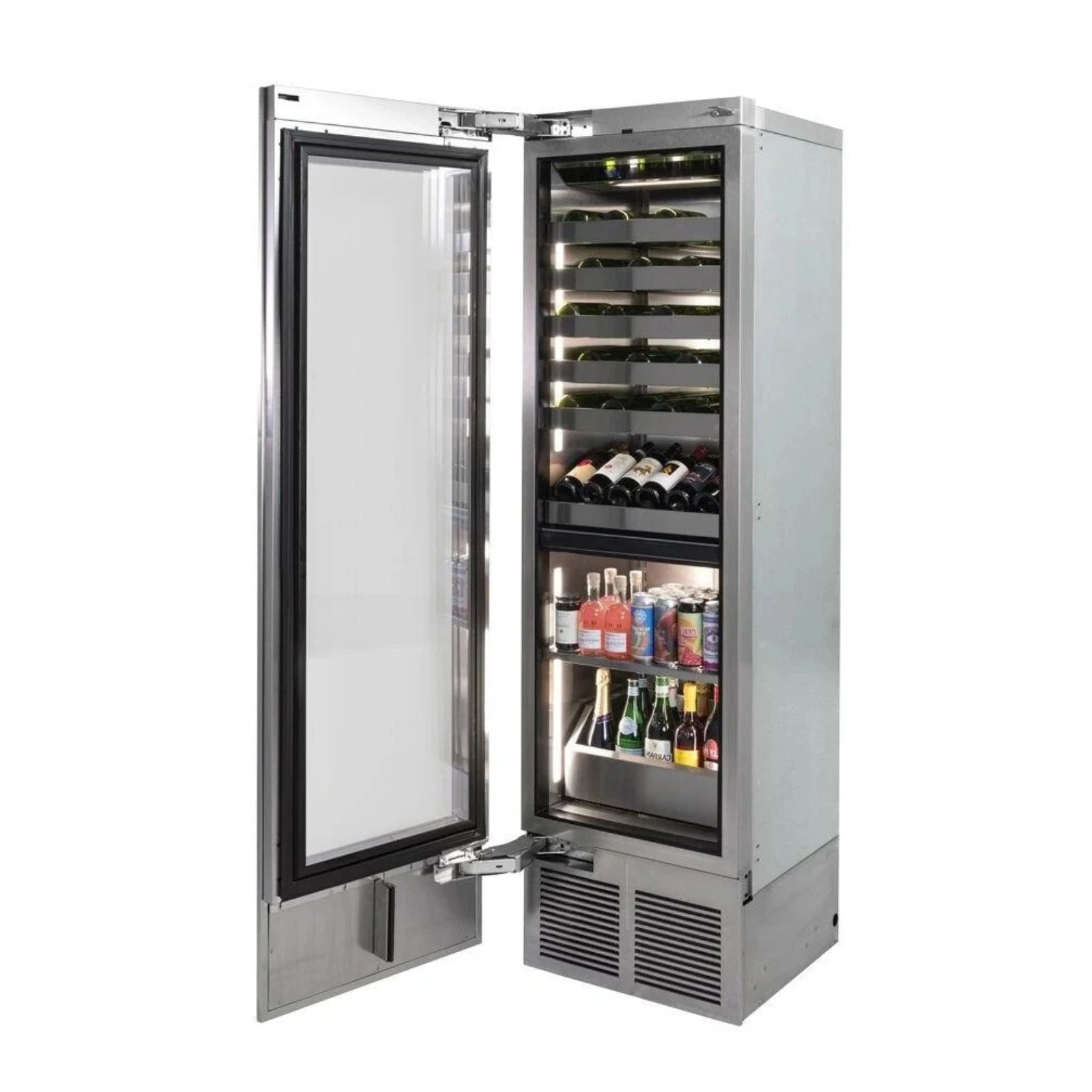 Perlick C-Series 24 Inch Dual-Zone Beverage Center with 38 Bottle/172 Can Capacity in Panel Ready with Left Hinge (CR24C-2-4LL)