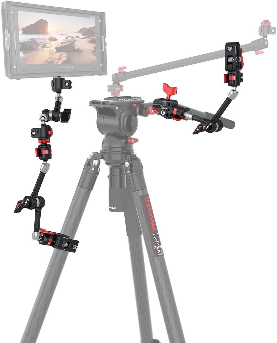 IFOOTAGE A DIY 360° Spinning Camera Rig,7/11inch Magic Arm with 2xSuper C Clamp and 32inch Camera Slider Support Rob