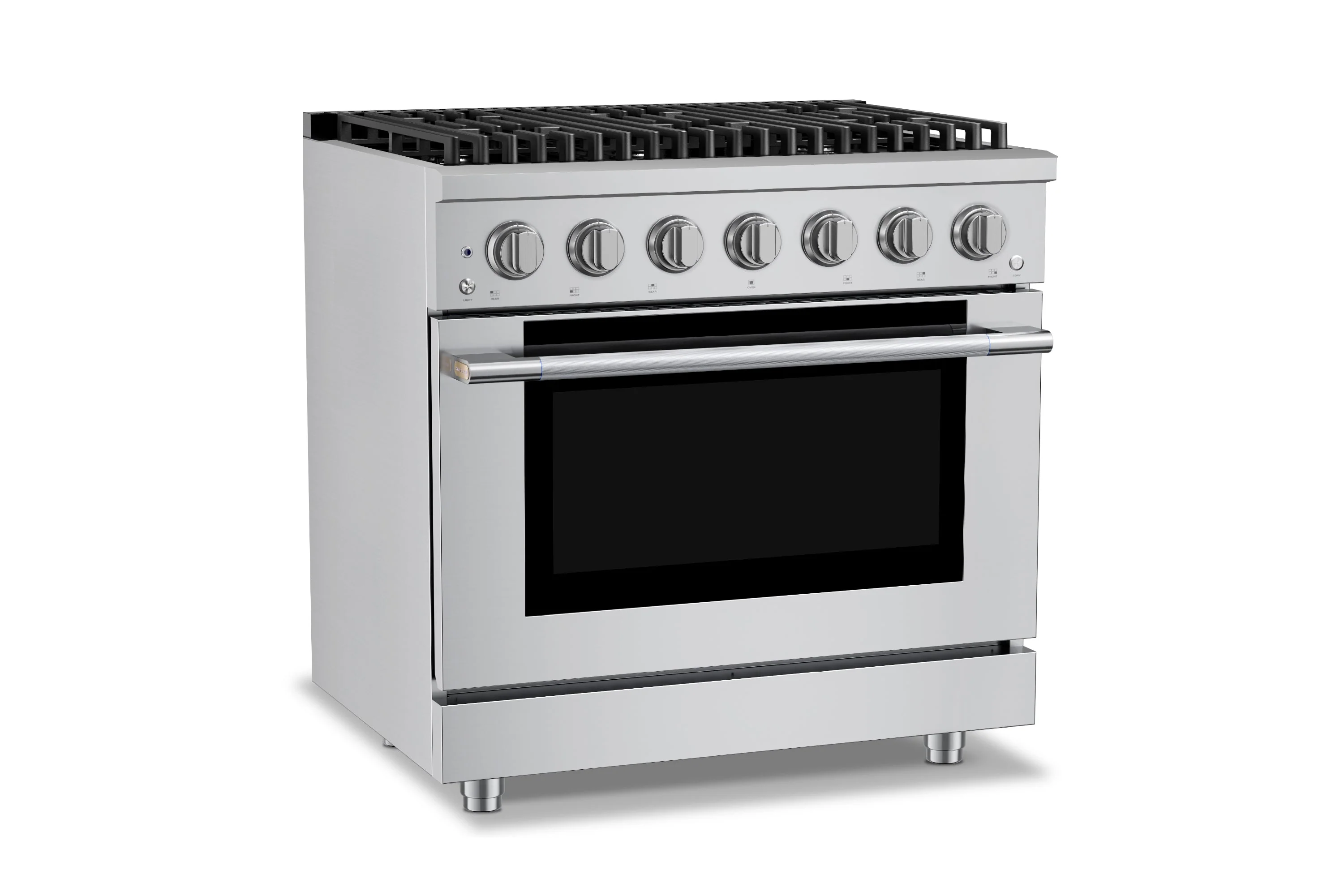 Hauslane HausPro Series 36-Inch Gas or Dual Fuel Range with 6 Burners and Convection Oven in Stainless Steel