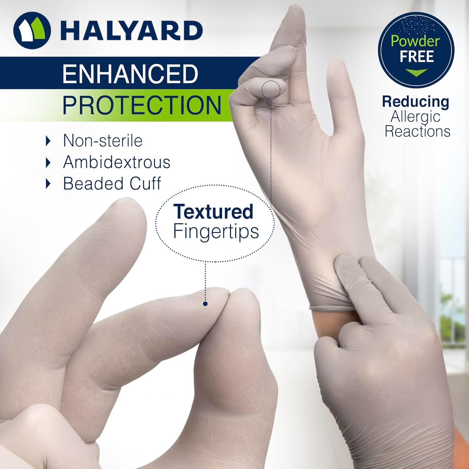 HALYARD Sterling SG Nitrile Powder-Free Exam Gloves, 3.7 mil, 9.5 Inches, Gray, Large, 41660 (Case of 2500)