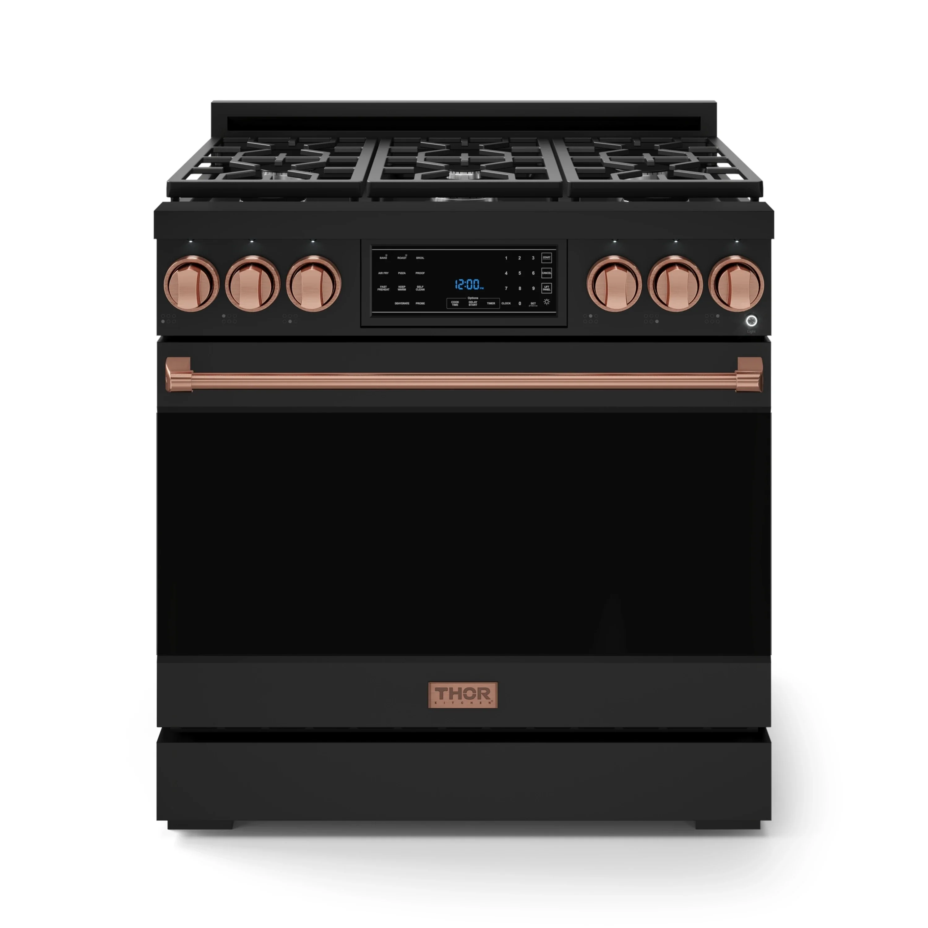 Gordon Ramsay by Thor Kitchen 36-Inch Professional Natural Gas Range with Tilt Panel Touch Control and 6.0 Cu. Ft. Self Clean Oven in Black with Rose Gold Trim (RSG36B-RSG)