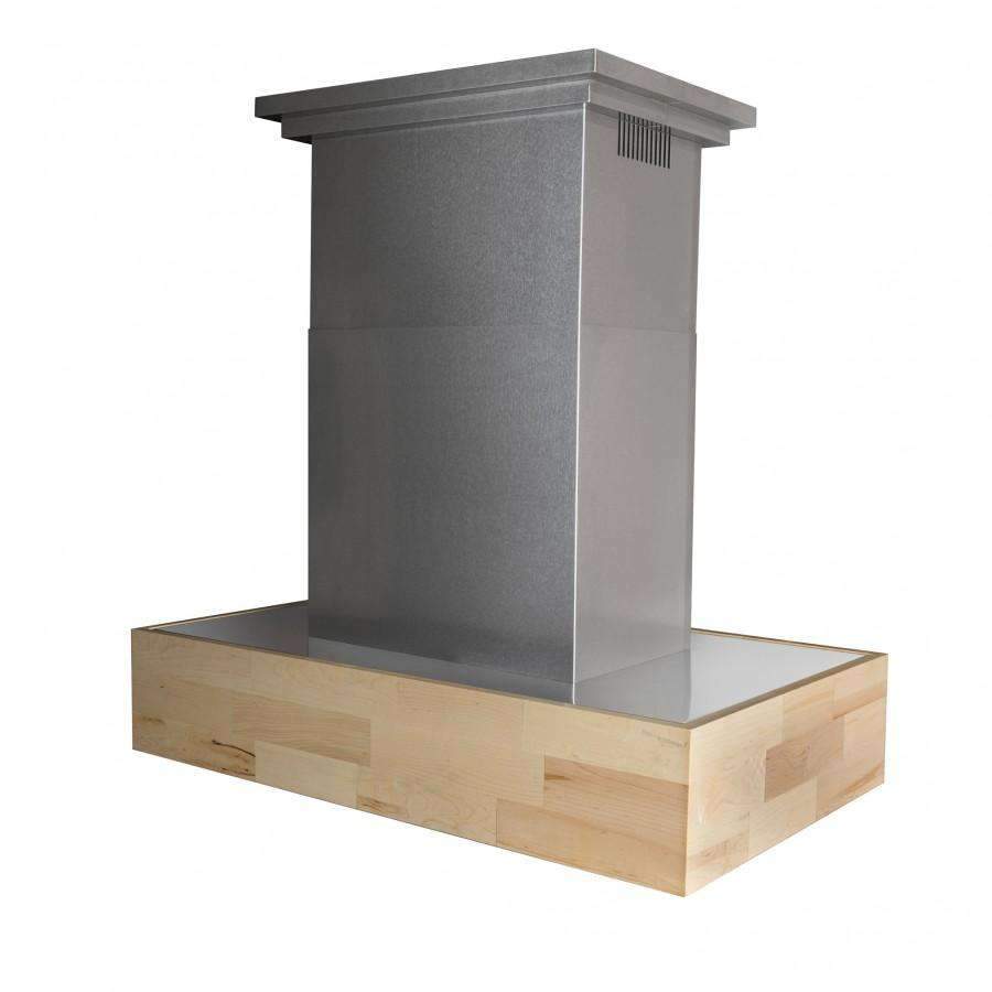ZLINE 48-Inch Remote Blower Designer Series Wooden Island Mount Range Hood in Butcher Block (681iM-RS-48-400)