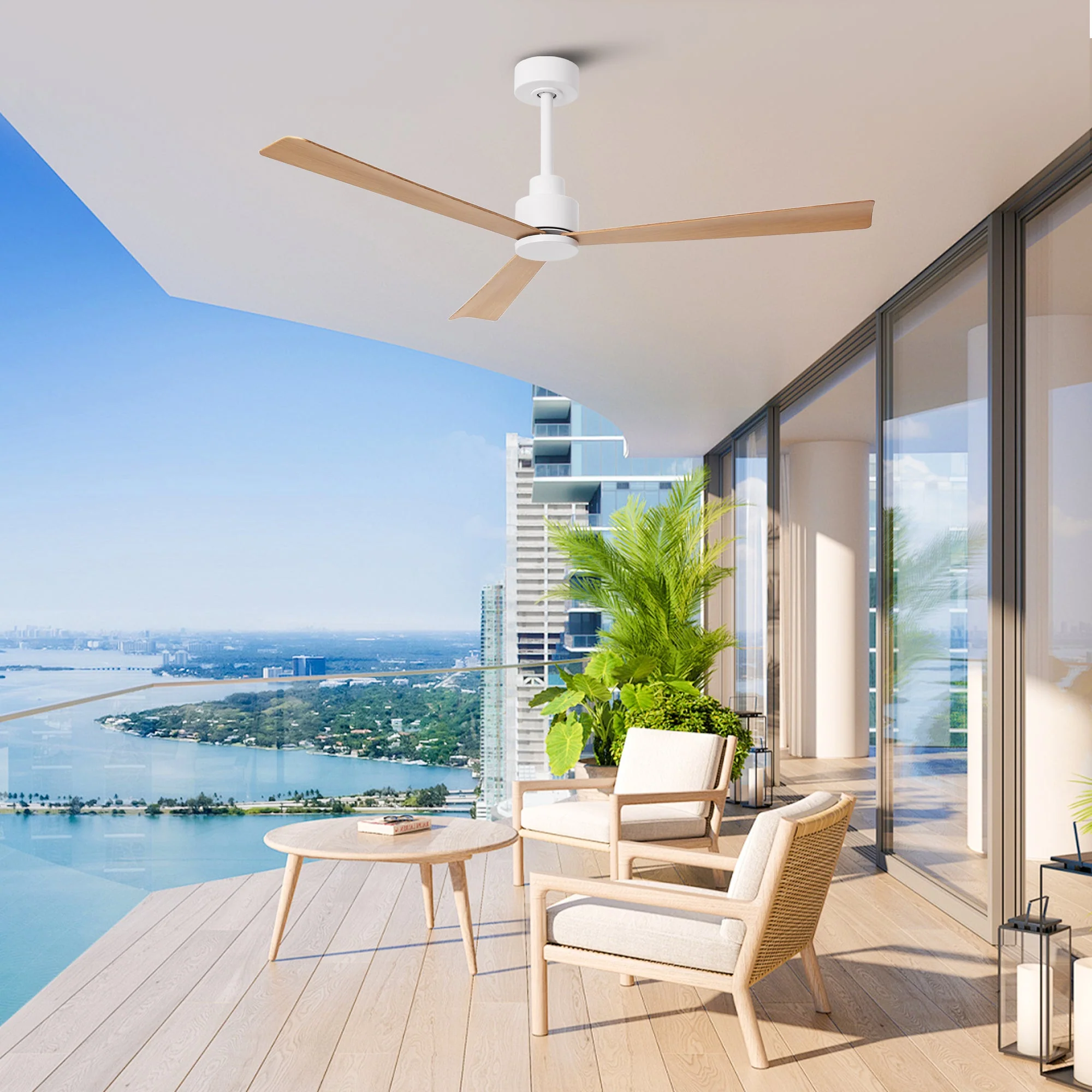 Parrot Uncle 52-Inch Esther 3-Blades Modern Downrod Mount Ceiling Fan with Remote Control