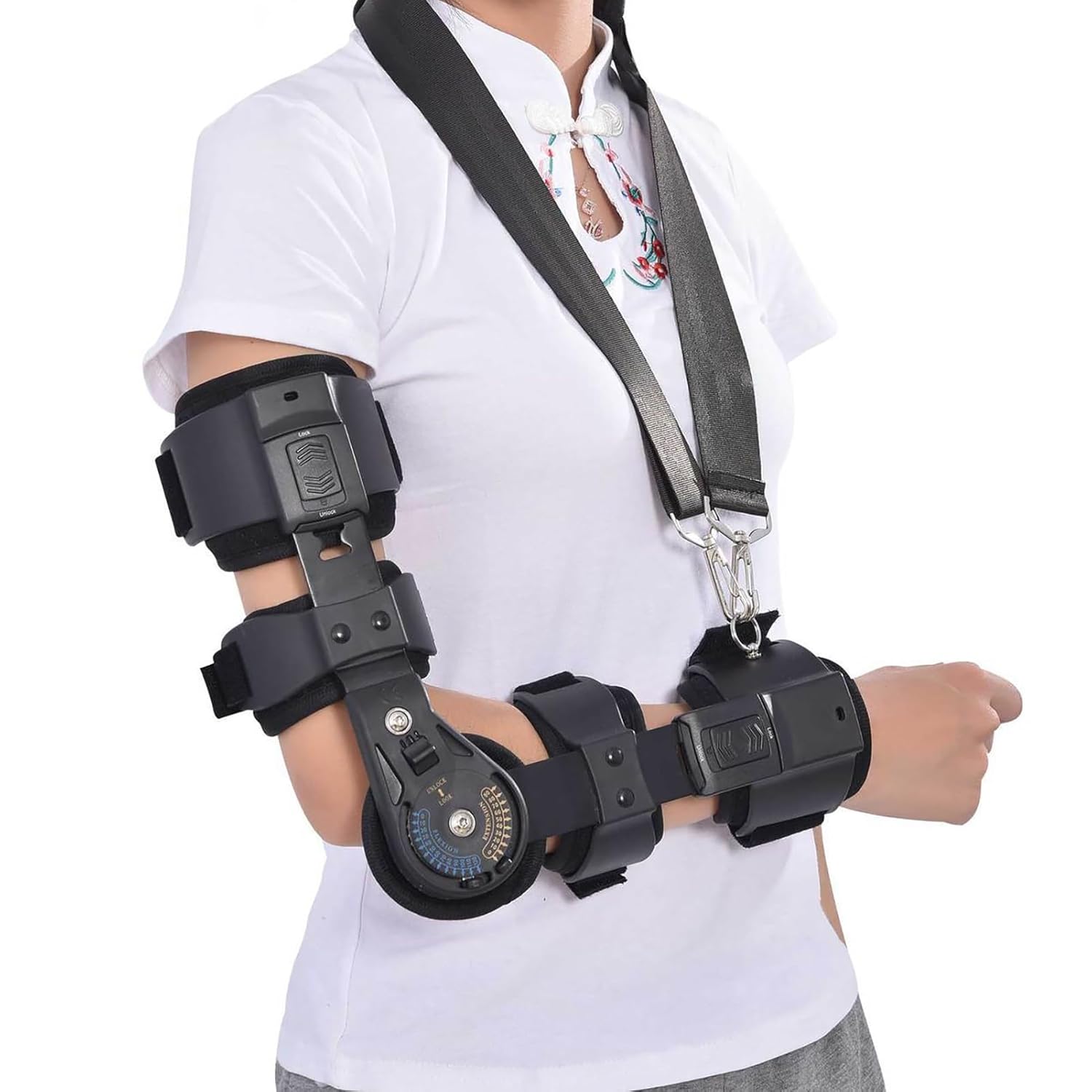 Adjustable Hinged Elbow Brace Reinforced Aluminum Supported Elbow Orthosis for Fracture and Post-operative Recovery