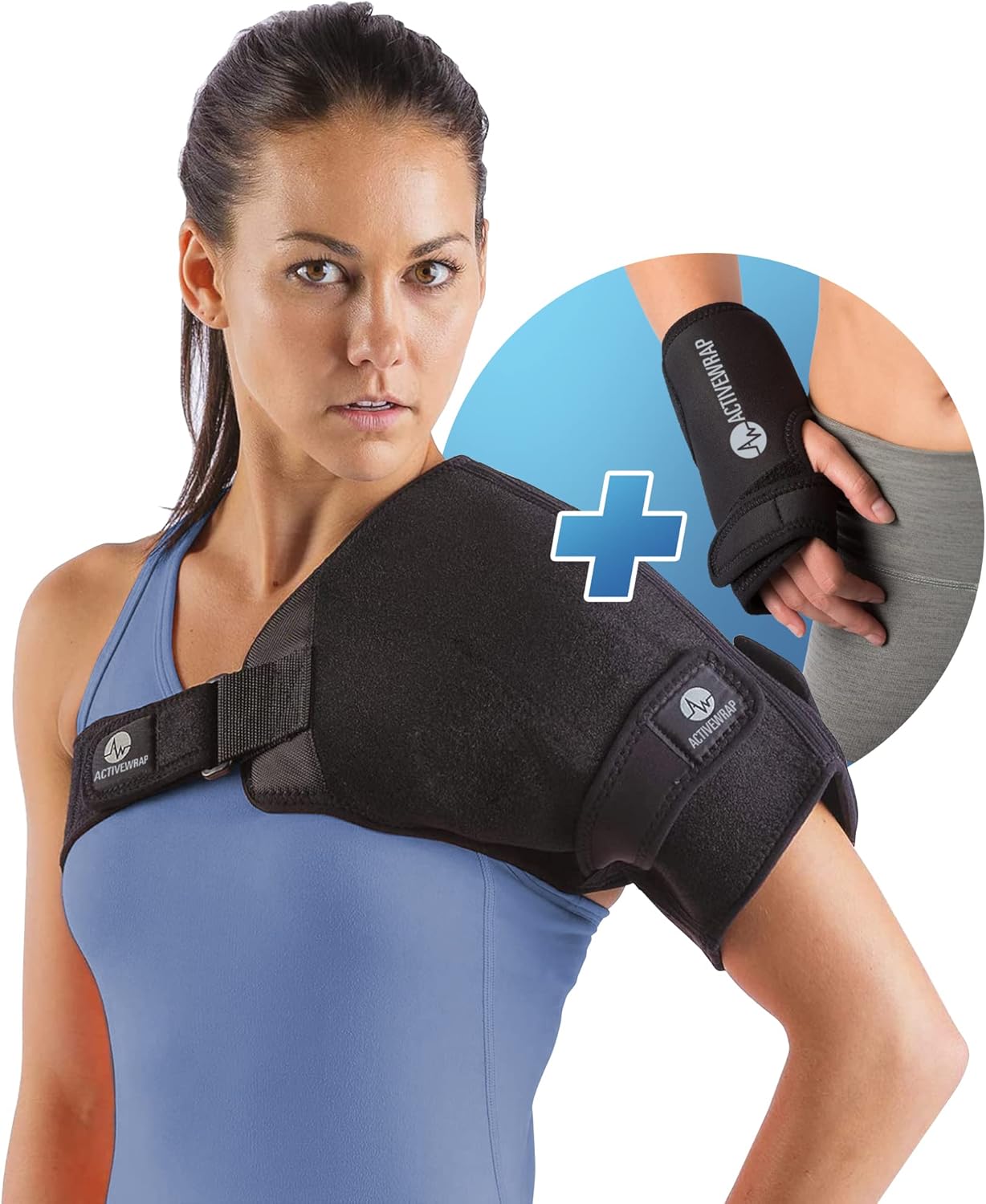 ActiveWrap Hand and Wrist and Shoulder Ice Pack Wrap With Two Reusable Hot & Cold Packs - Rotator Cuff Ice Therapy - Large/X-Large