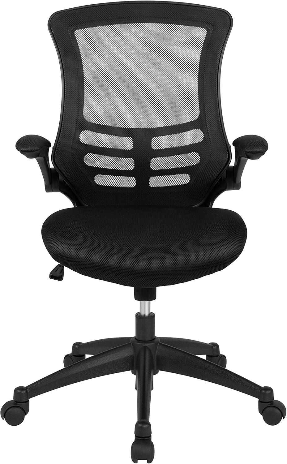 Flash Furniture Set of 8 Mid-Back Swivel Ergonomic Task Office Chairs with Flip-Up Arms, Black Mesh