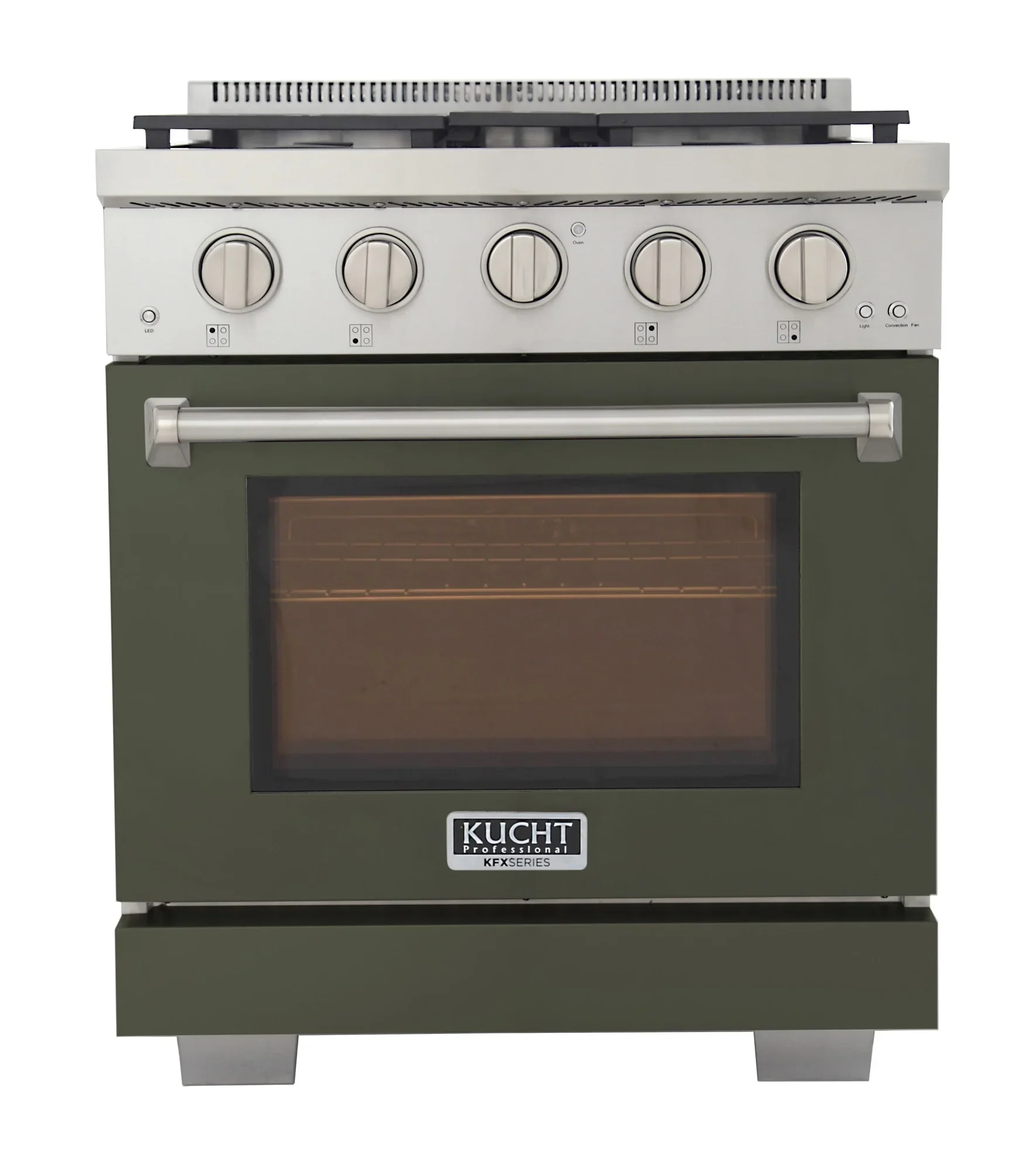 Kucht Professional 30-Inch 4.2 cu. ft. Propane Gas Range in Olive Green with True Simmer Burners (KFX3000X/LP-G)