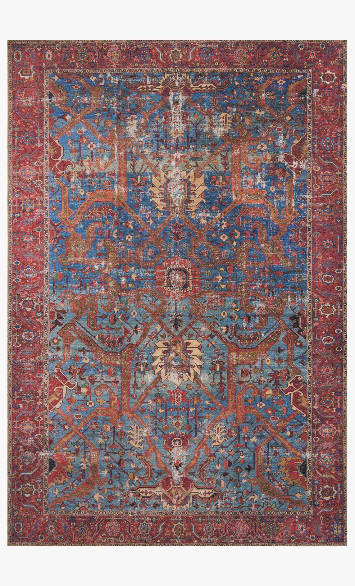 Loloi II Loren Collection - Traditional Power Loomed Rug in Blue & Red (LQ-10)