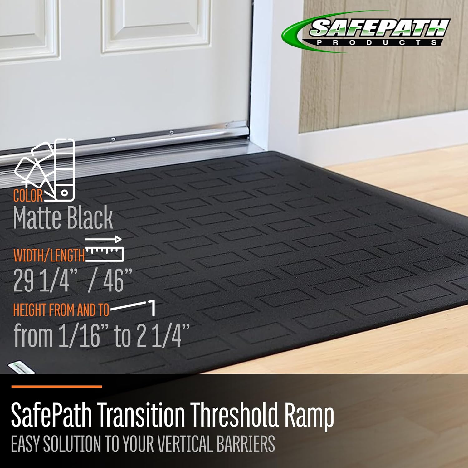 SafePath Multi-Purpose Threshold Ramp - ADA Compliant Ramps 2 1/4 Inch H x 29 3/4 Inch D x 46 Inch W | Wheelchair, Handicap, and Walker Access - Made in The USA