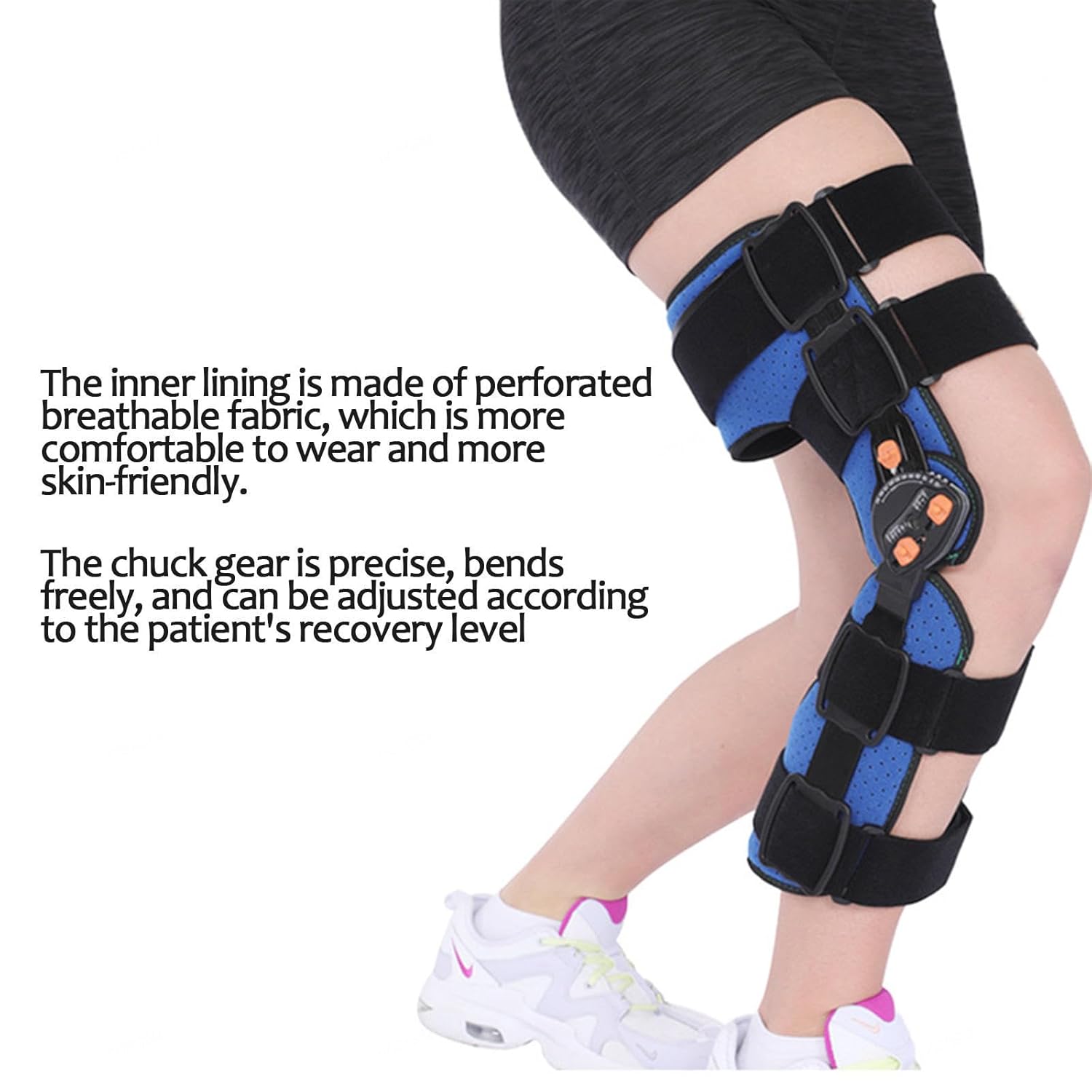 Knee Joint Fixed Brace with Chuck, Hinged Knee Brace for Men Women, Ligament Tear, Patella and Knee Fracture Postoperative Fixed Brace