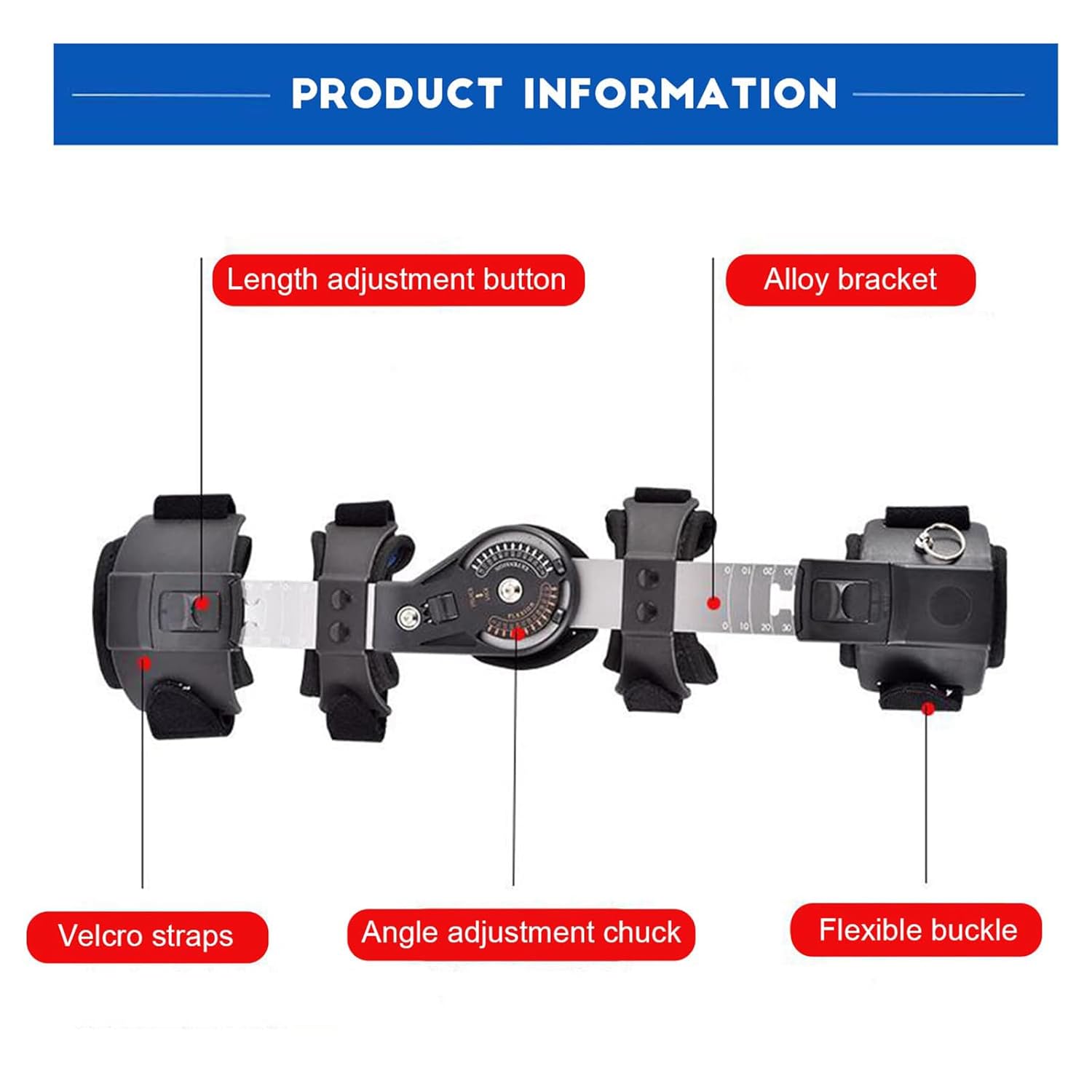 Adjustable Hinged Elbow Brace Stabilizer with Padded Strap Retainer and Double Adjustment Clamps for Arm Injury Recovery Support (Right Hand)