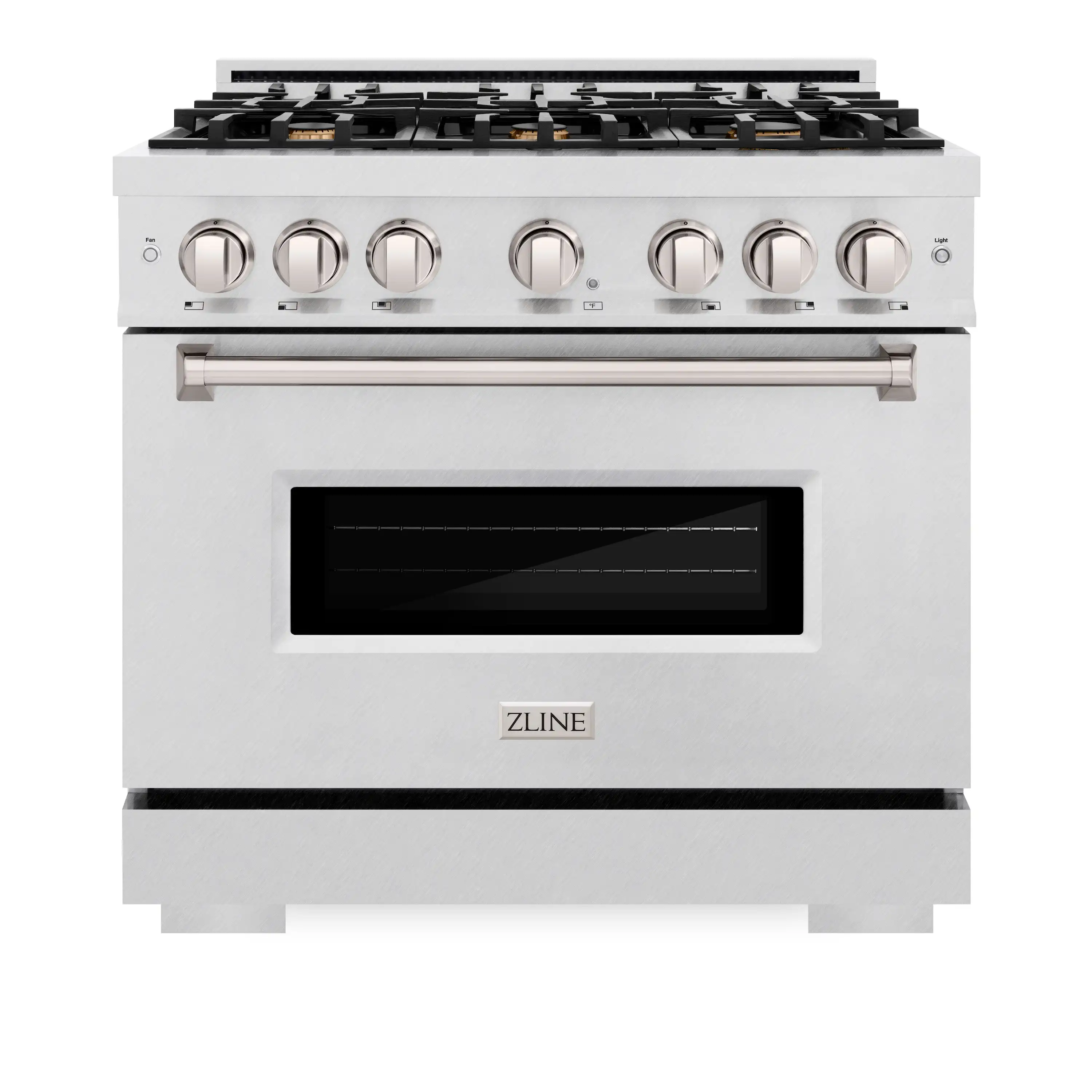 ZLINE 36-Inch Classic Series Gas Range with 6 Gas Burner Cooktop and 5.2 Cu. Ft. Gas Convection Oven in Satin Stainless Steel with Brass Burners (CGRS-BR-36)