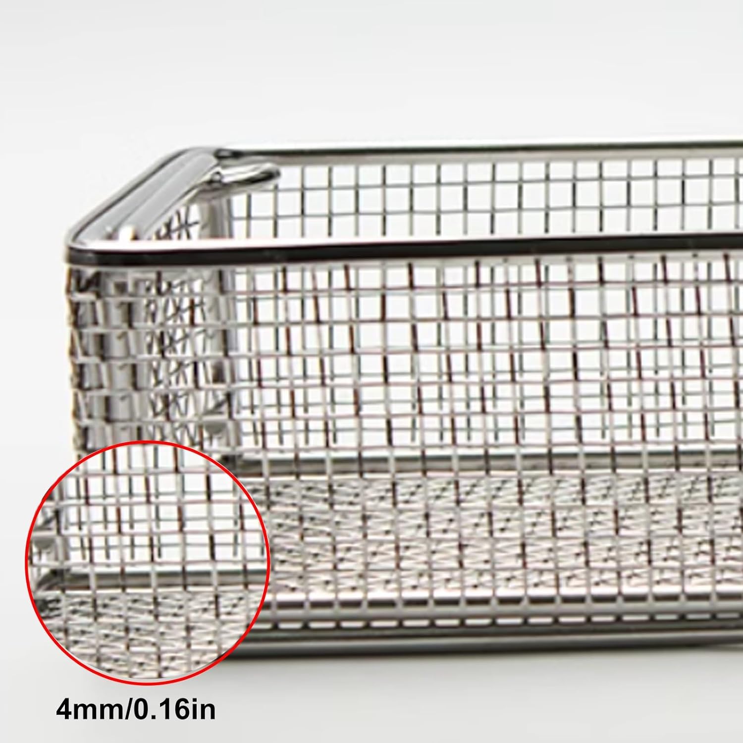 304 Stainless Steel Disinfection Basket with Handle, 0.16in Mesh for Labs, Hospital Instruments, Dental Clinics